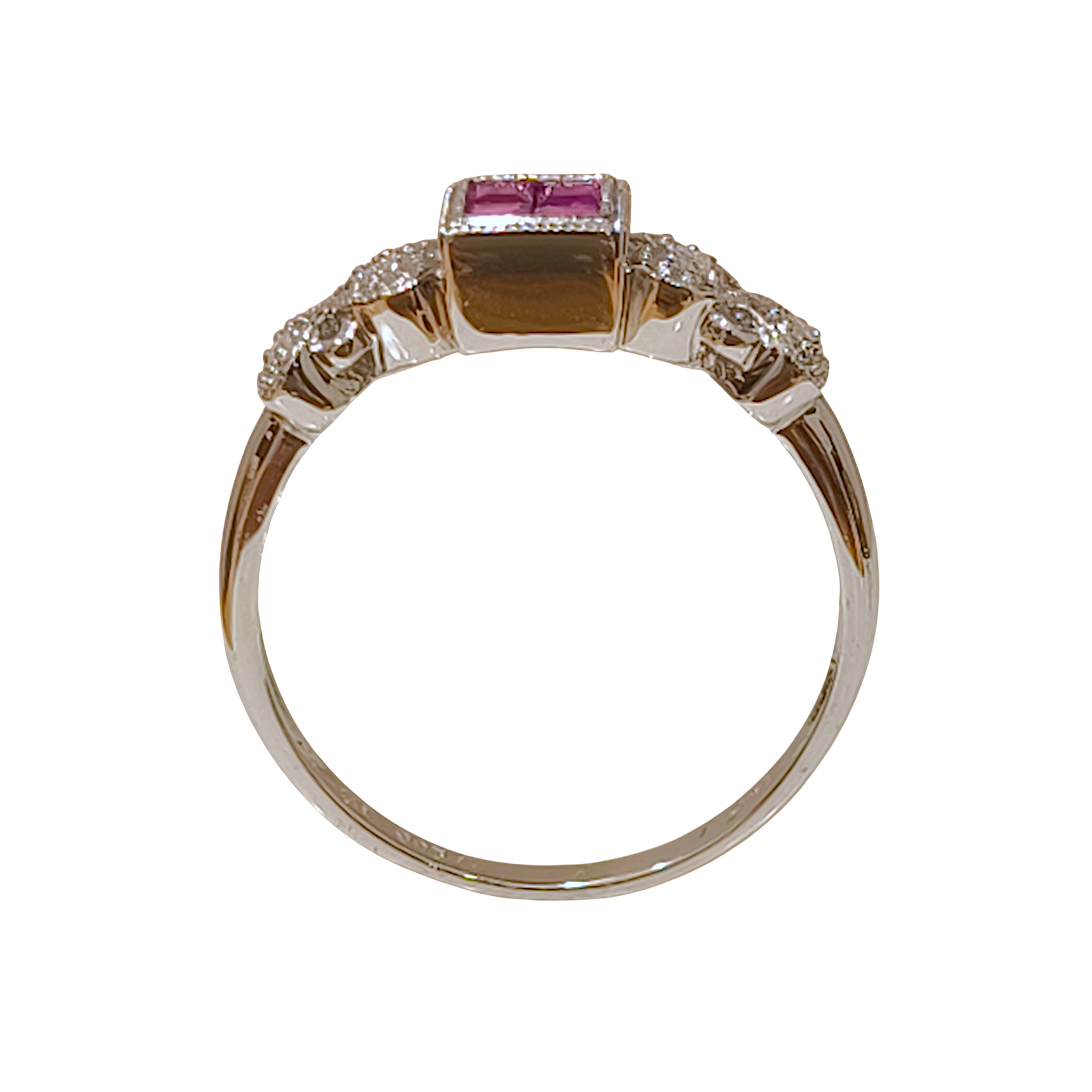 Art Deco Princess Cut Ruby Quadrant and Diamond Ring (5)