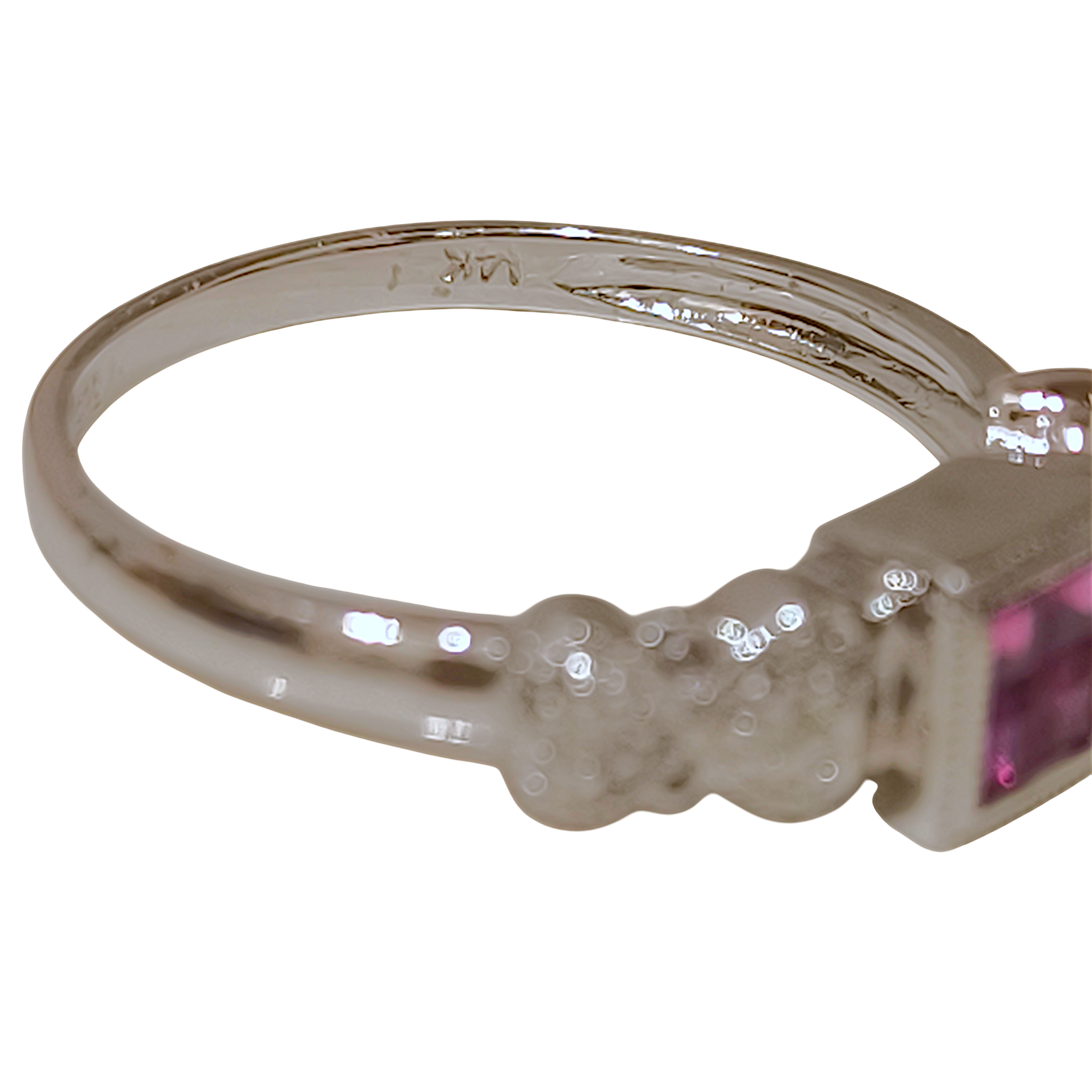 Art Deco Princess Cut Ruby Quadrant and Diamond Ring (2)
