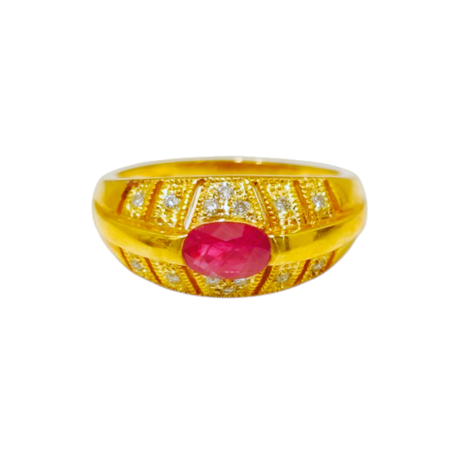 Heirloom Oval Ruby and Diamond Accent Statement Ring (1)