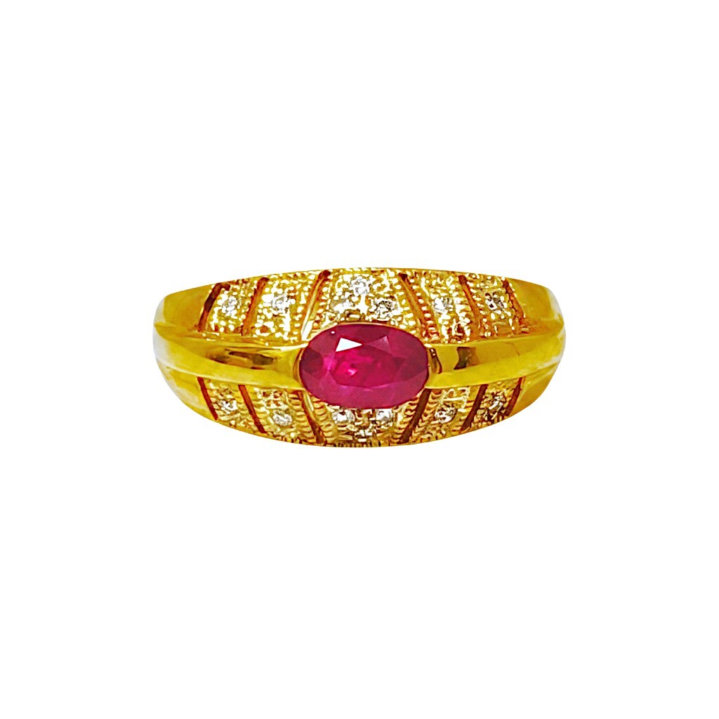 Heirloom Oval Ruby and Diamond Accent Statement Ring