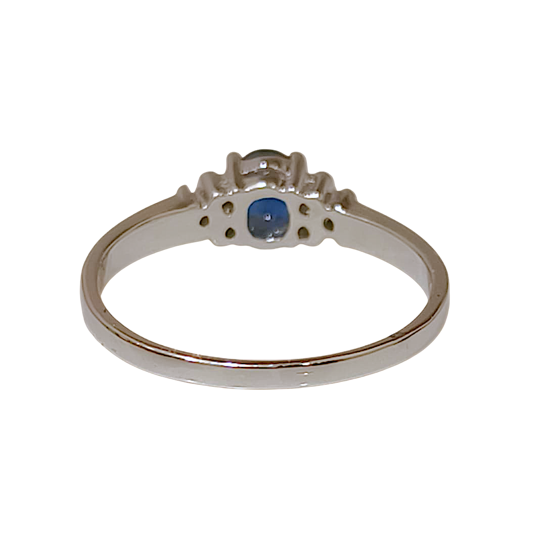 Midnight Blue Oval Sapphire and Diamond Accent Ring (1)