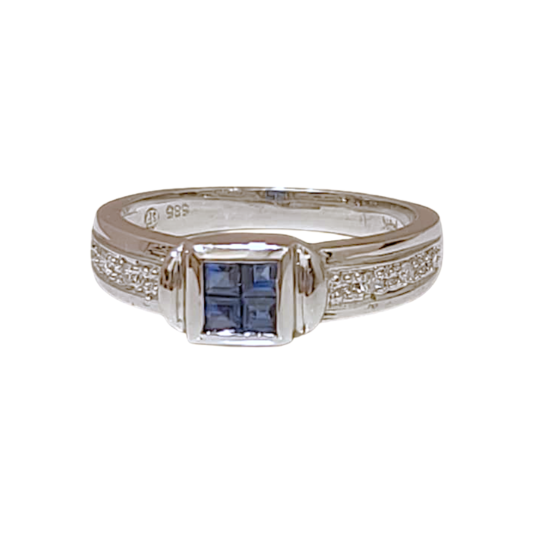 Invisibly Set Blue Sapphire & Diamond Accent Ring (5)