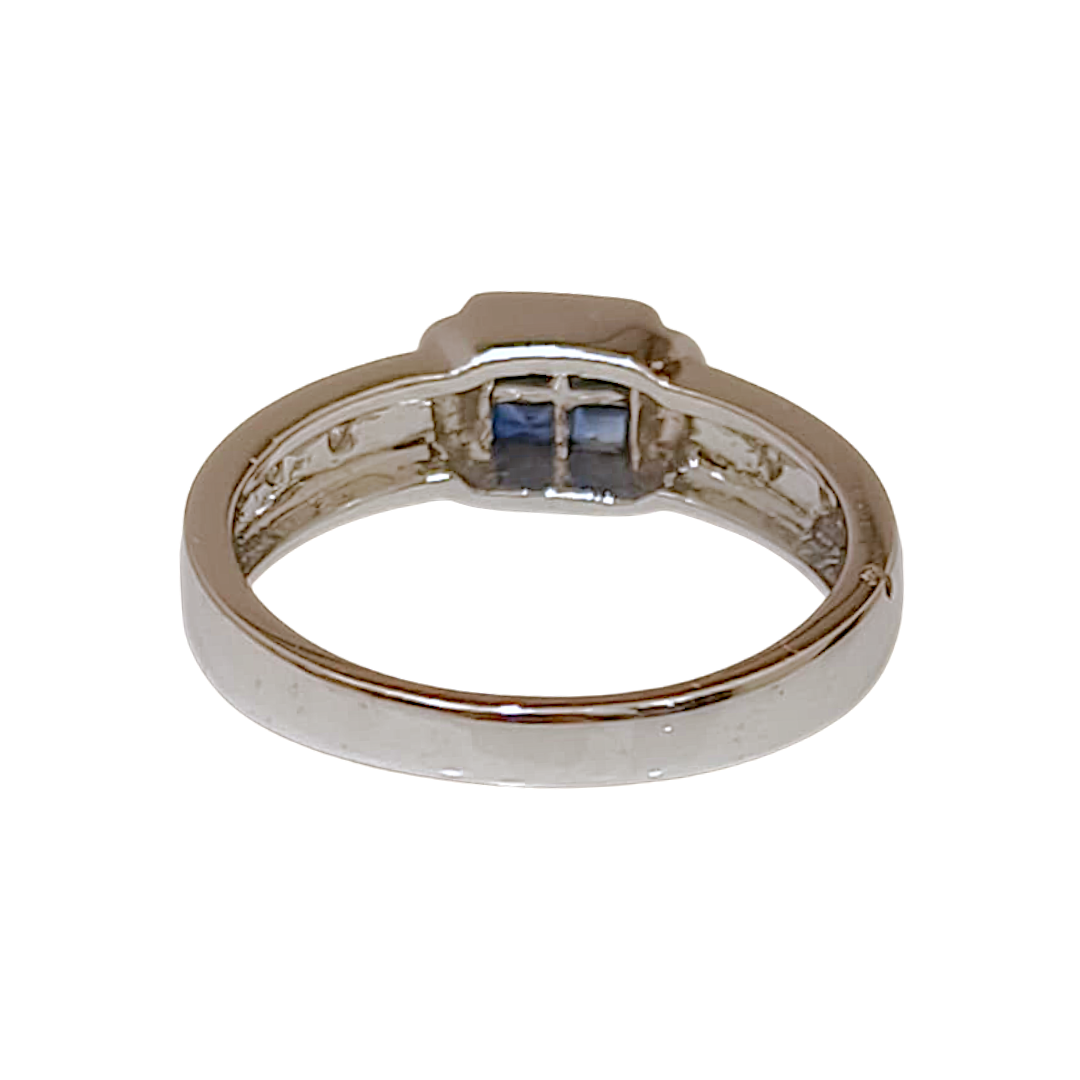 Invisibly Set Blue Sapphire & Diamond Accent Ring (3)