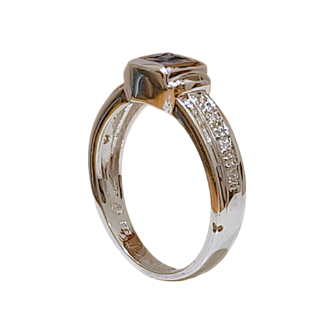 Invisibly Set Blue Sapphire & Diamond Accent Ring (6)