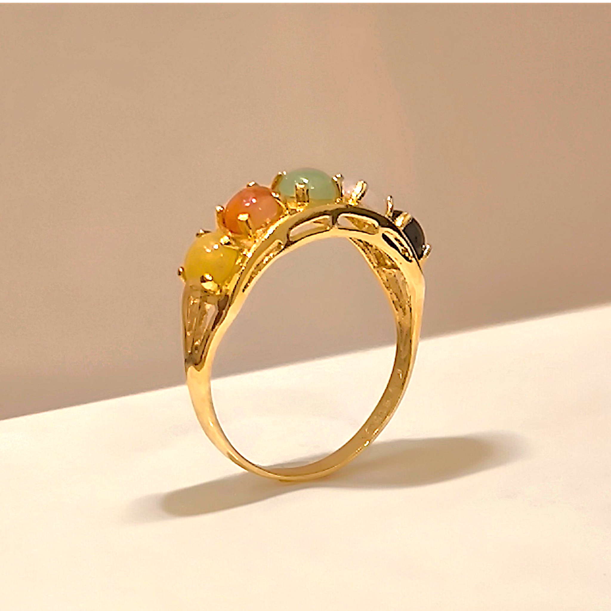 Multi-Color Type A Jadeite Arch Ring (4)