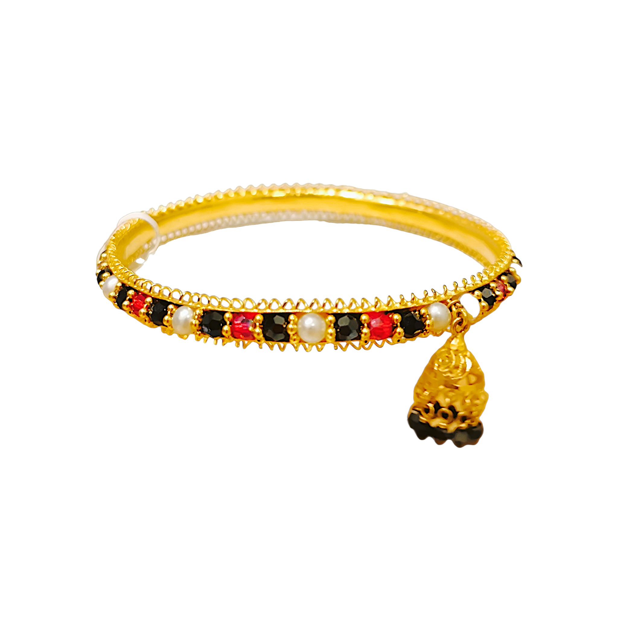Ethnic Bollywood Style Pearl & Stone Kada Bangle (6)