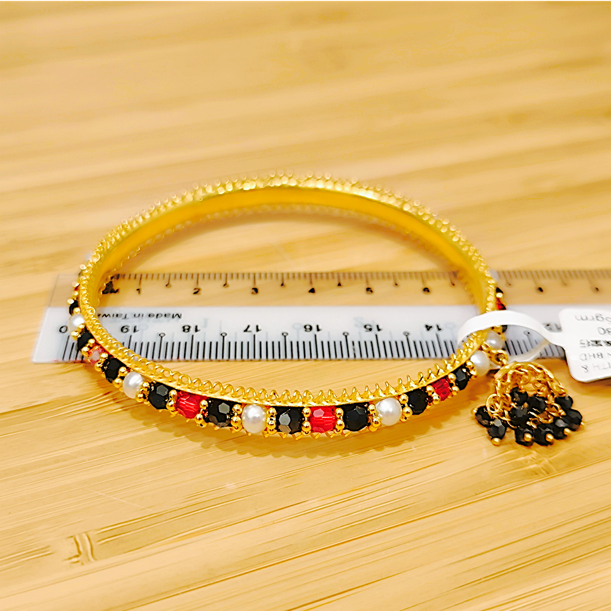 Ethnic Bollywood Style Pearl & Stone Kada Bangle (2)