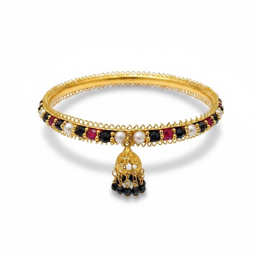 Ethnic Bollywood Style Pearl & Stone Kada Bangle (2)