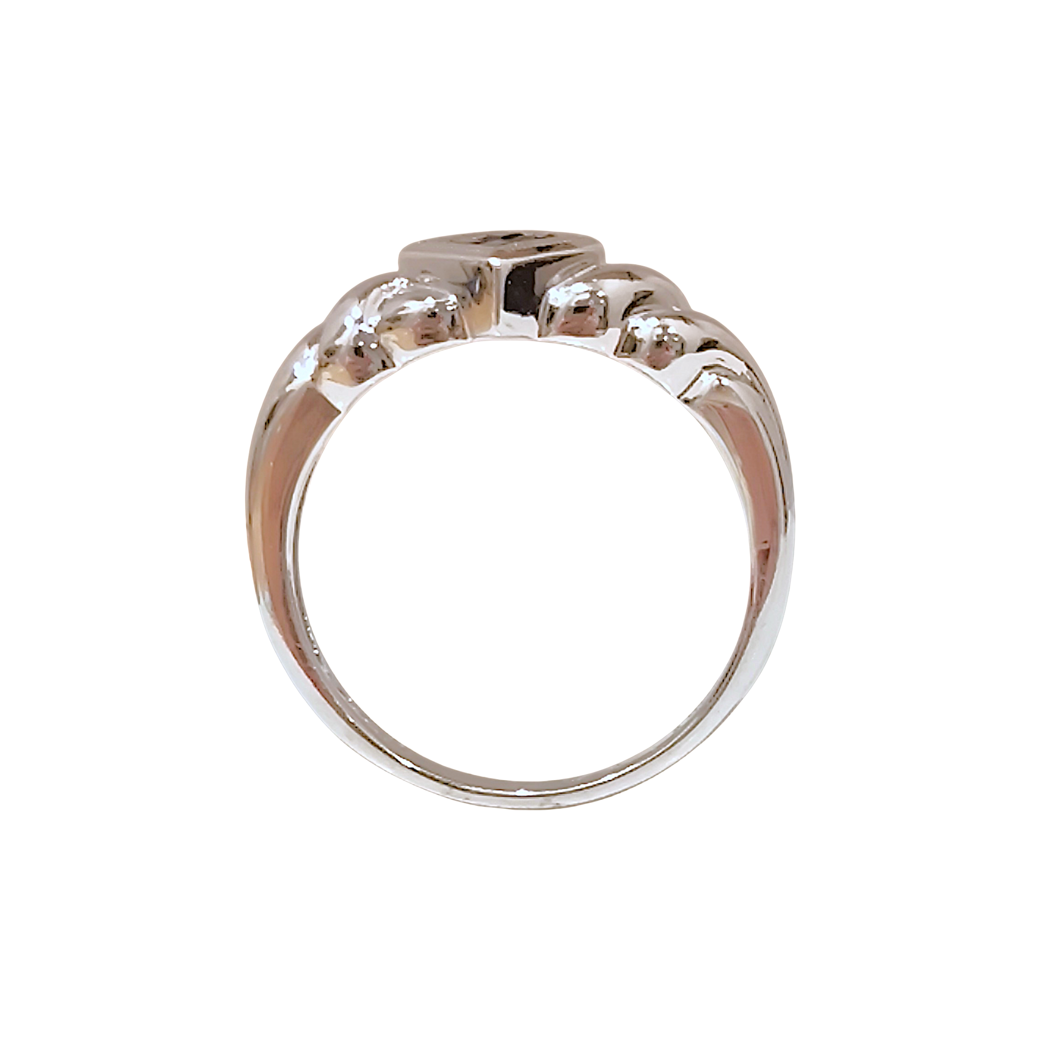 14K White Gold Blue Sapphire Ring  Twisted Rope Rhombus Deco Band (3)