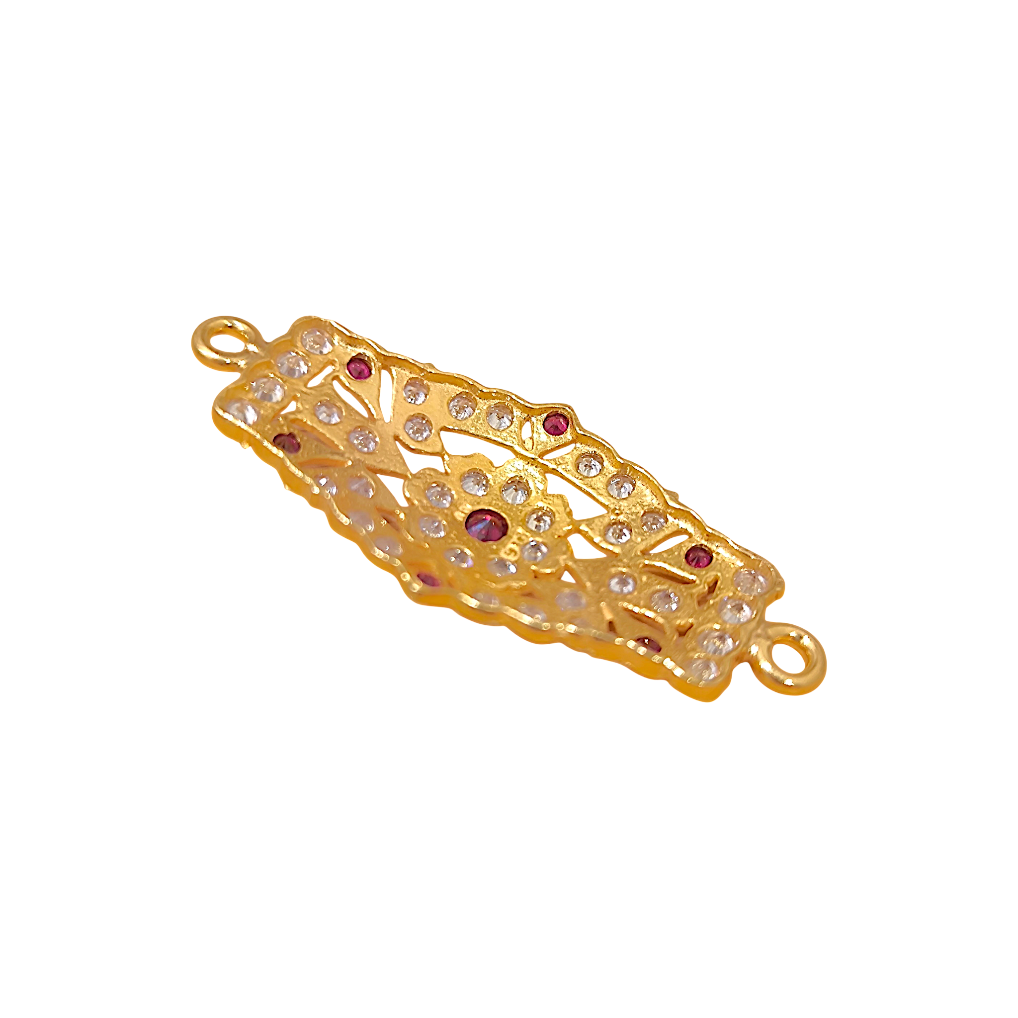5.36g 916 (22K) Gold Indian Dual-Loop Connector Motif  Ruby & Zircon (1)