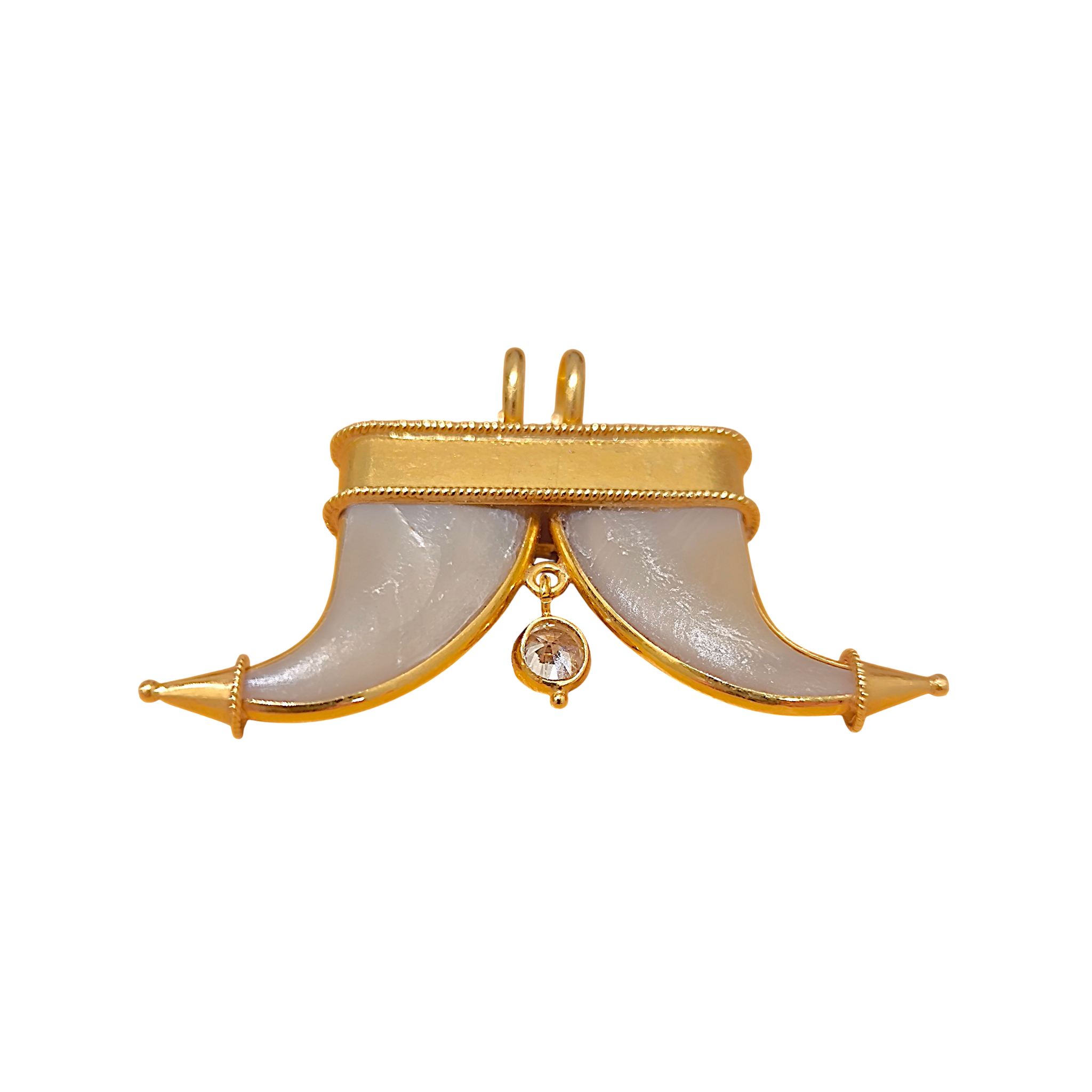 916 (22K) Yellow Gold Tiger Claw Pendant  Traditional Puligoru Ruby & Zircon (4)