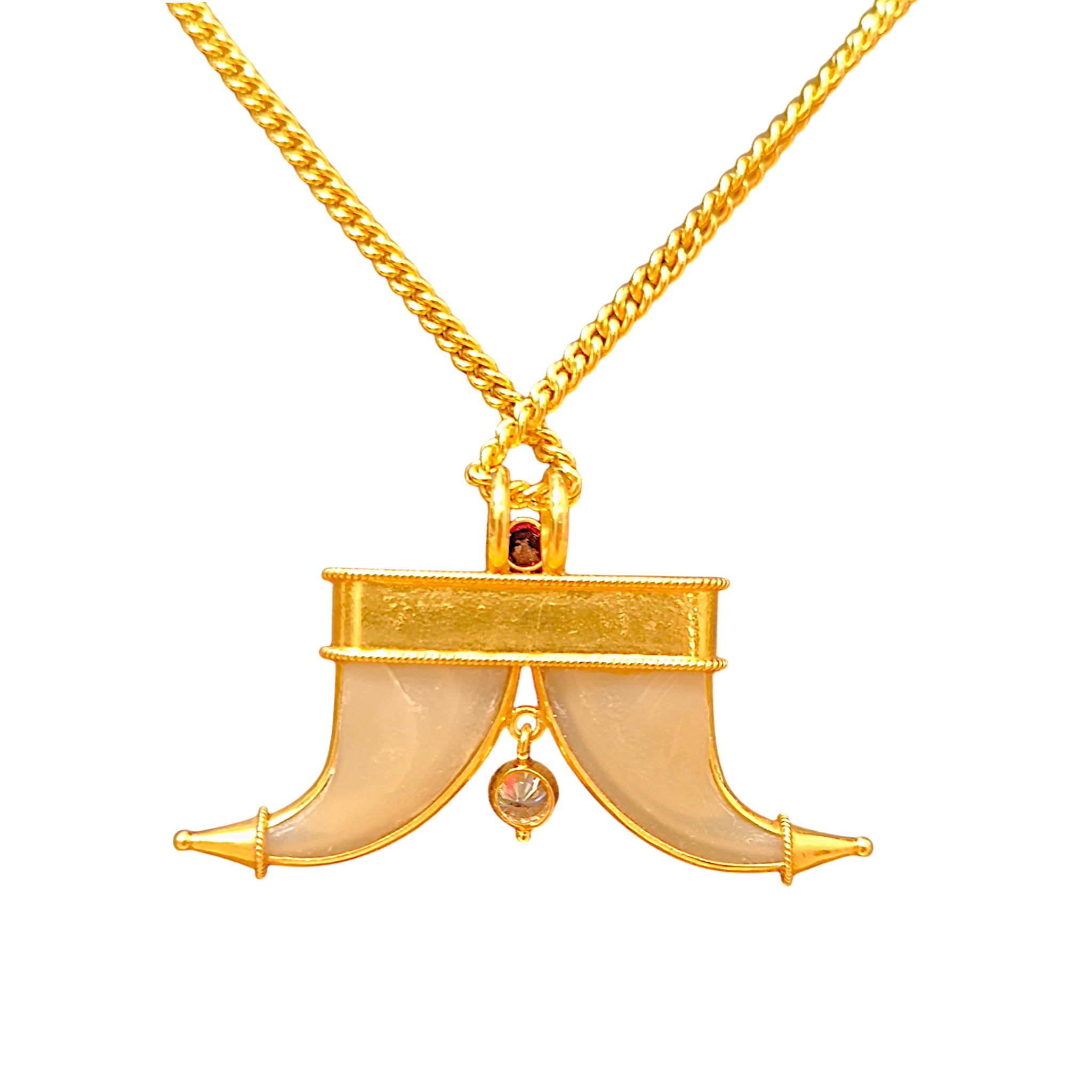 916 (22K) Yellow Gold Tiger Claw Pendant  Traditional Puligoru Ruby & Zircon (2)