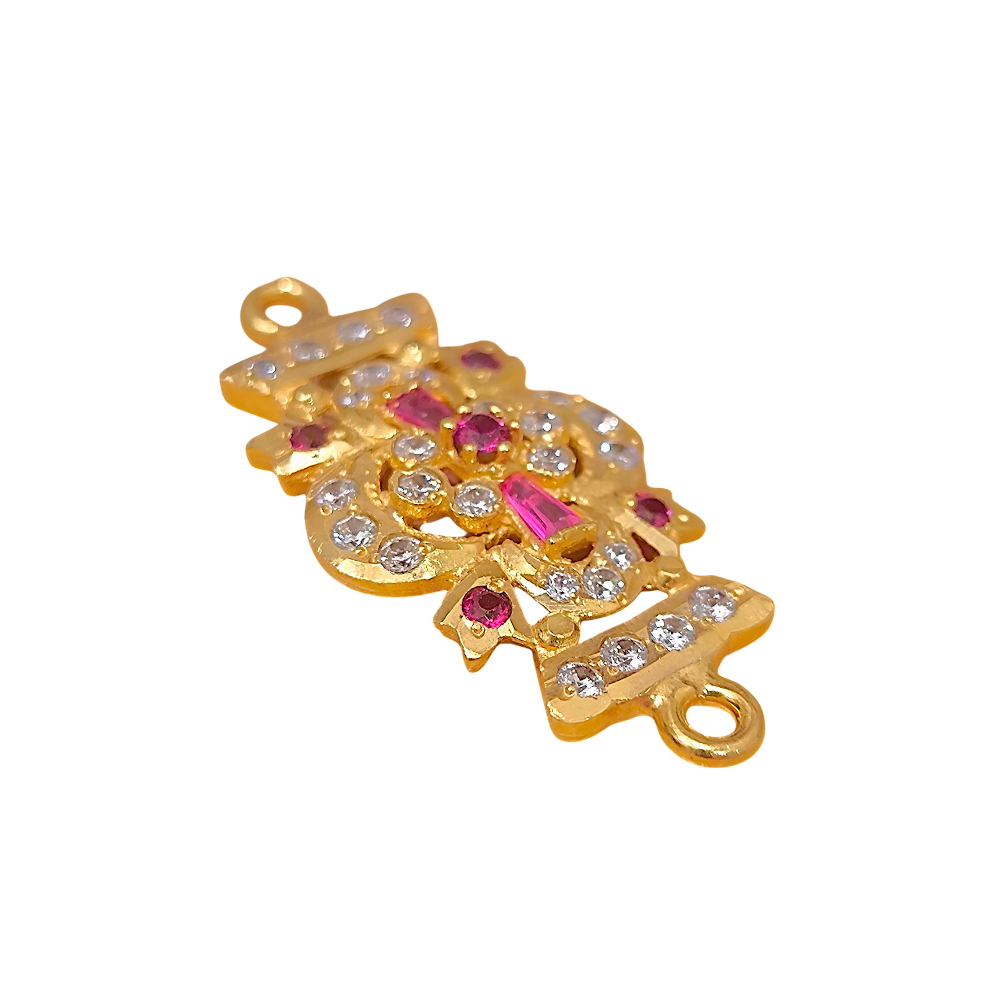 916 (22K) Yellow Gold Traditional Indian Connector Pendant Motif  Ruby & Zircon (1)