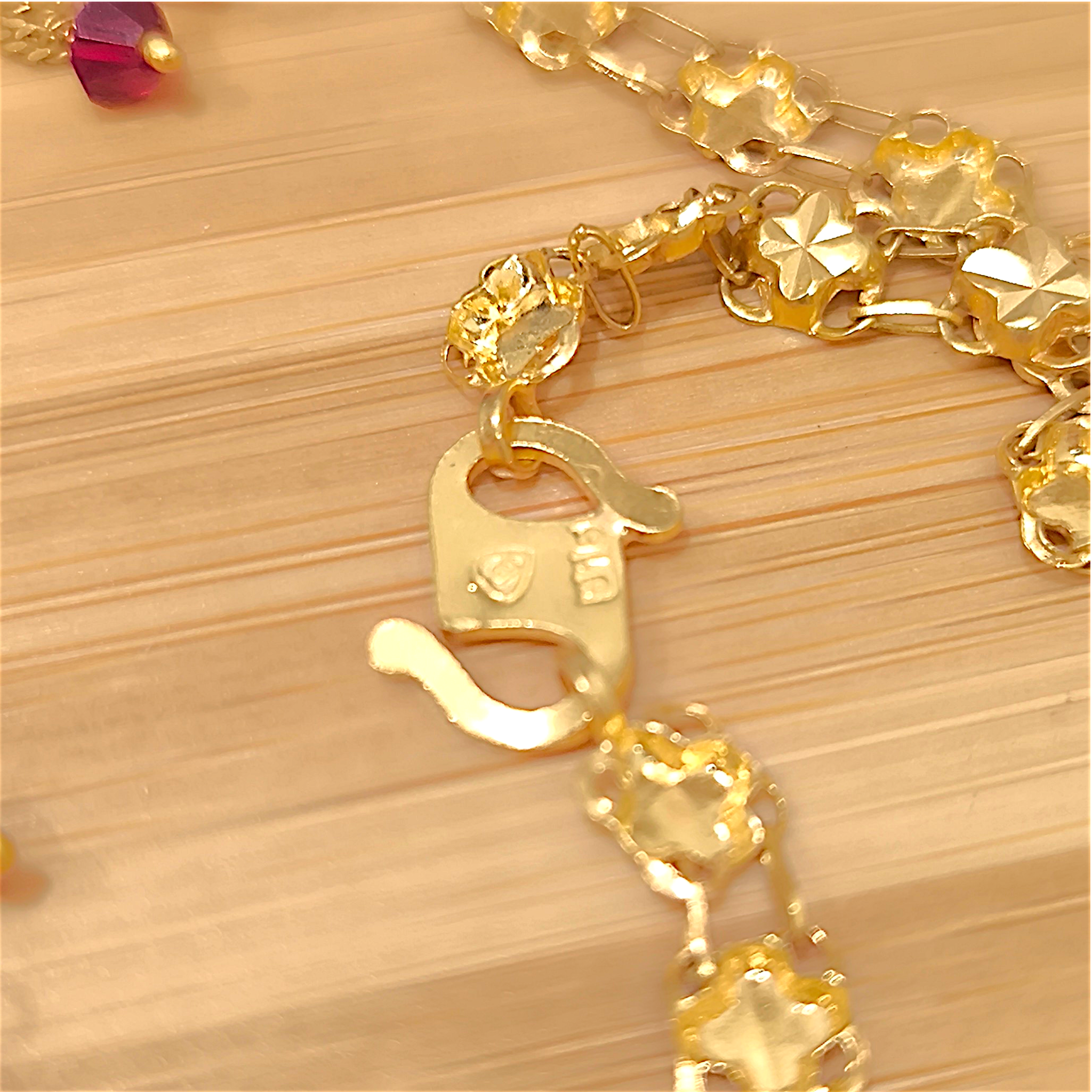 916 (22K) Yellow Gold Traditional Indian Necklace  Ruby Fringe Haar (3)