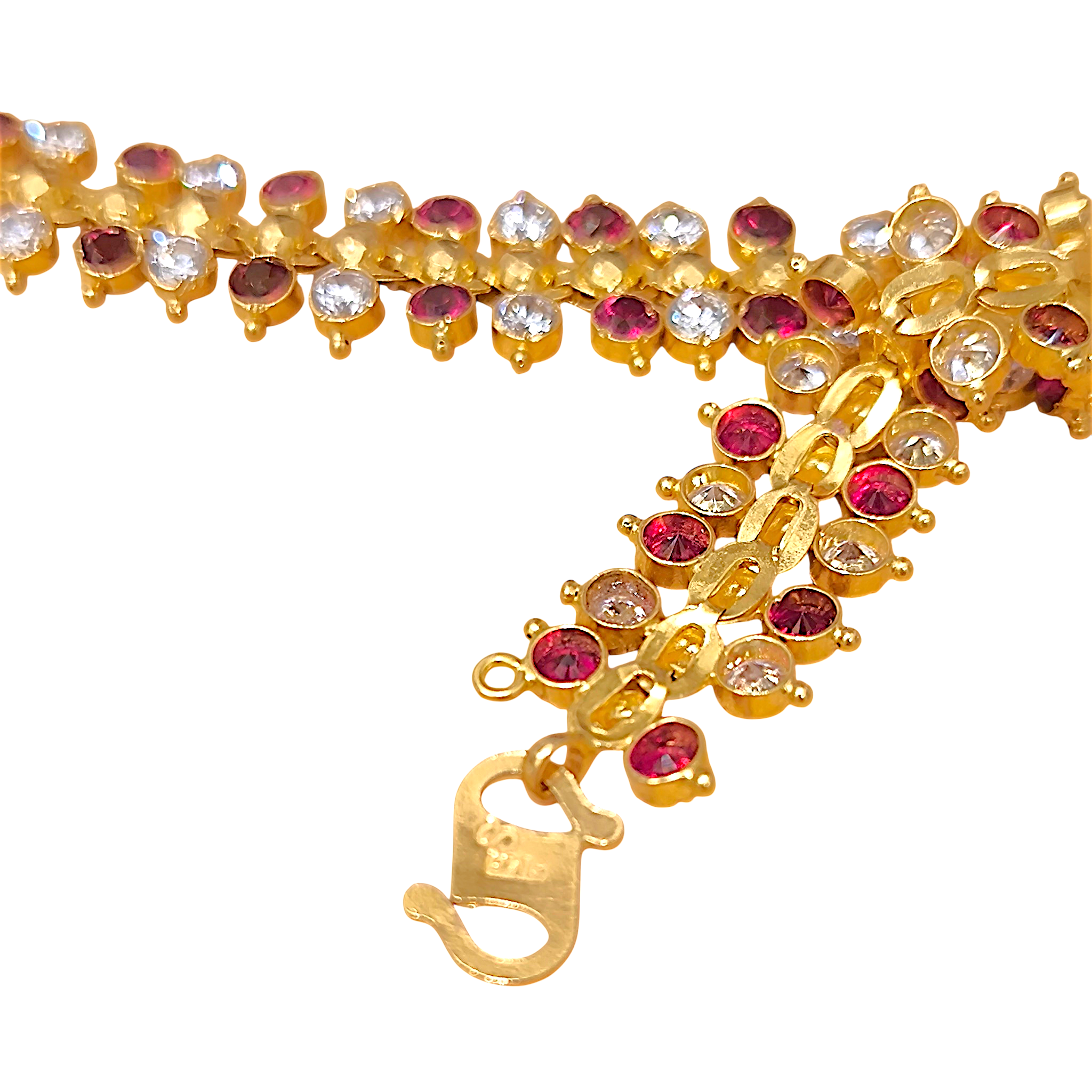 17.61g 916 (22K) Yellow Gold Traditional Indian Bracelet  Ruby & Zircon Band (2)