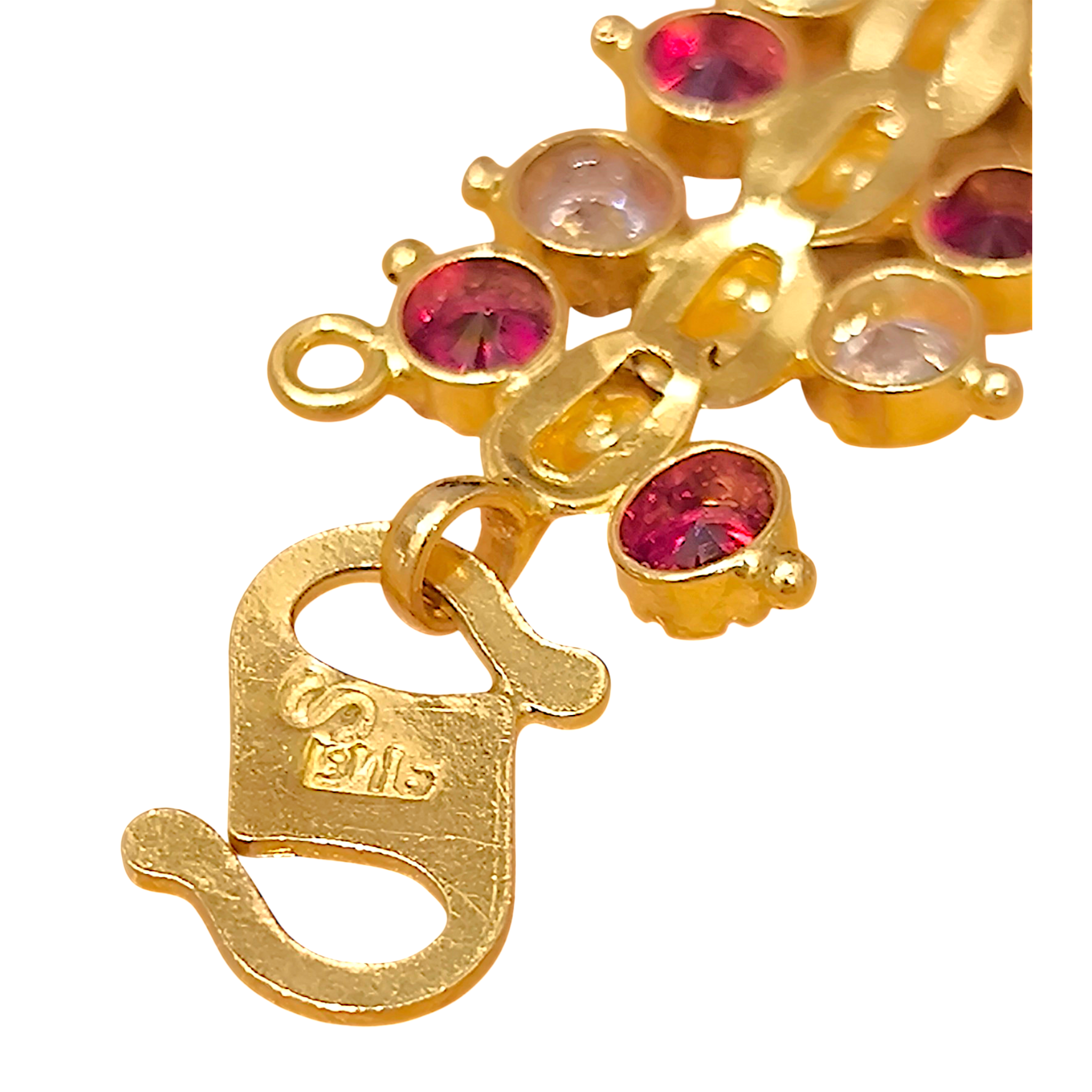 17.61g 916 (22K) Yellow Gold Traditional Indian Bracelet  Ruby & Zircon Band (3)