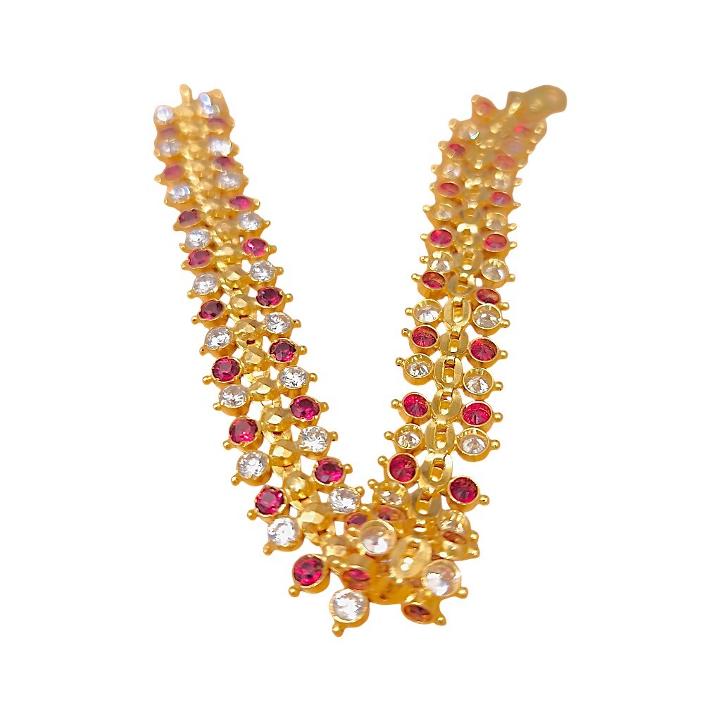 17.61g 916 (22K) Yellow Gold Traditional Indian Bracelet  Ruby & Zircon Band (4)