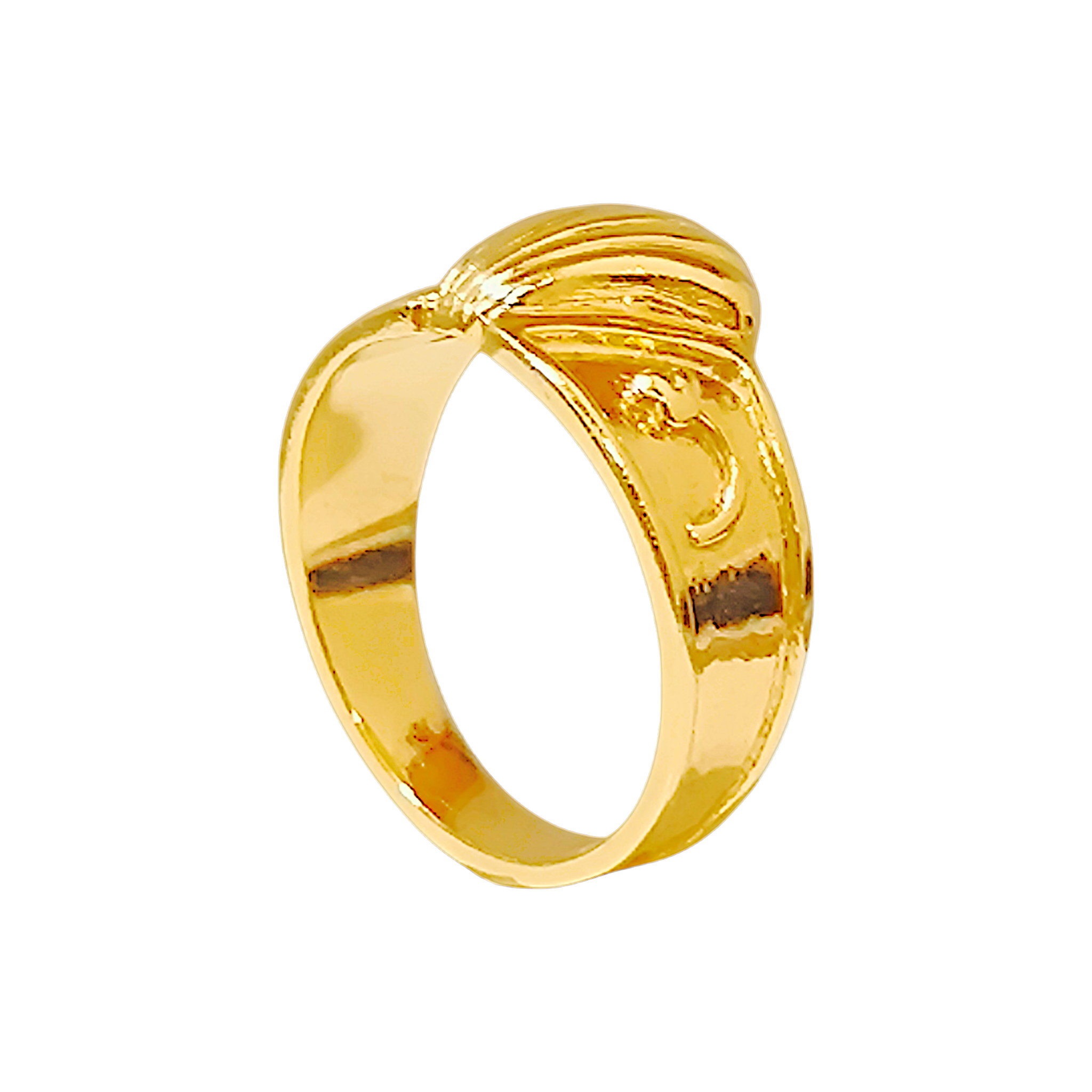 10K Yellow Gold Scallop Shell Ring  Vintage Art Deco Coastal Signet Band (1)
