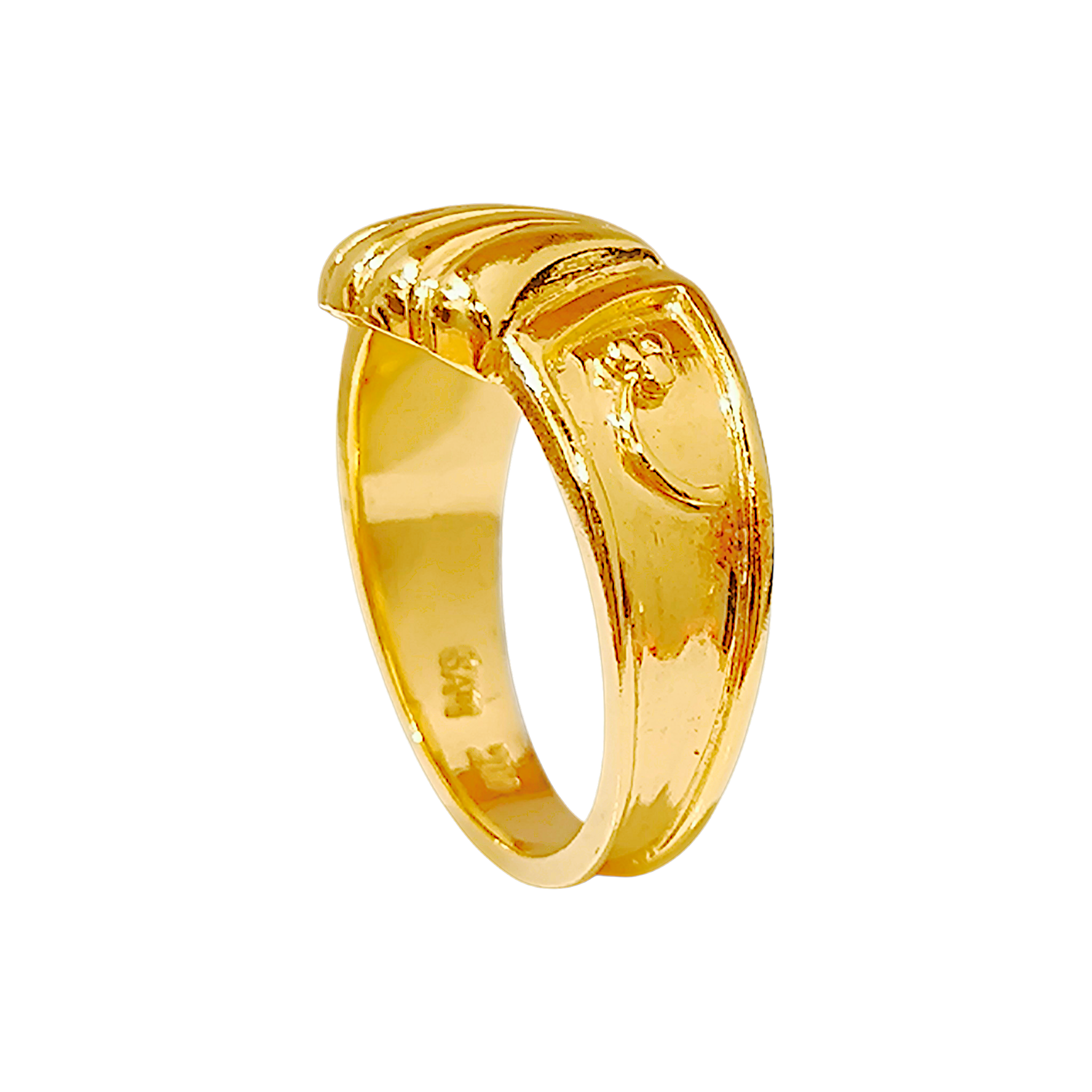 10K Yellow Gold Scallop Shell Ring  Vintage Art Deco Coastal Signet Band (6)