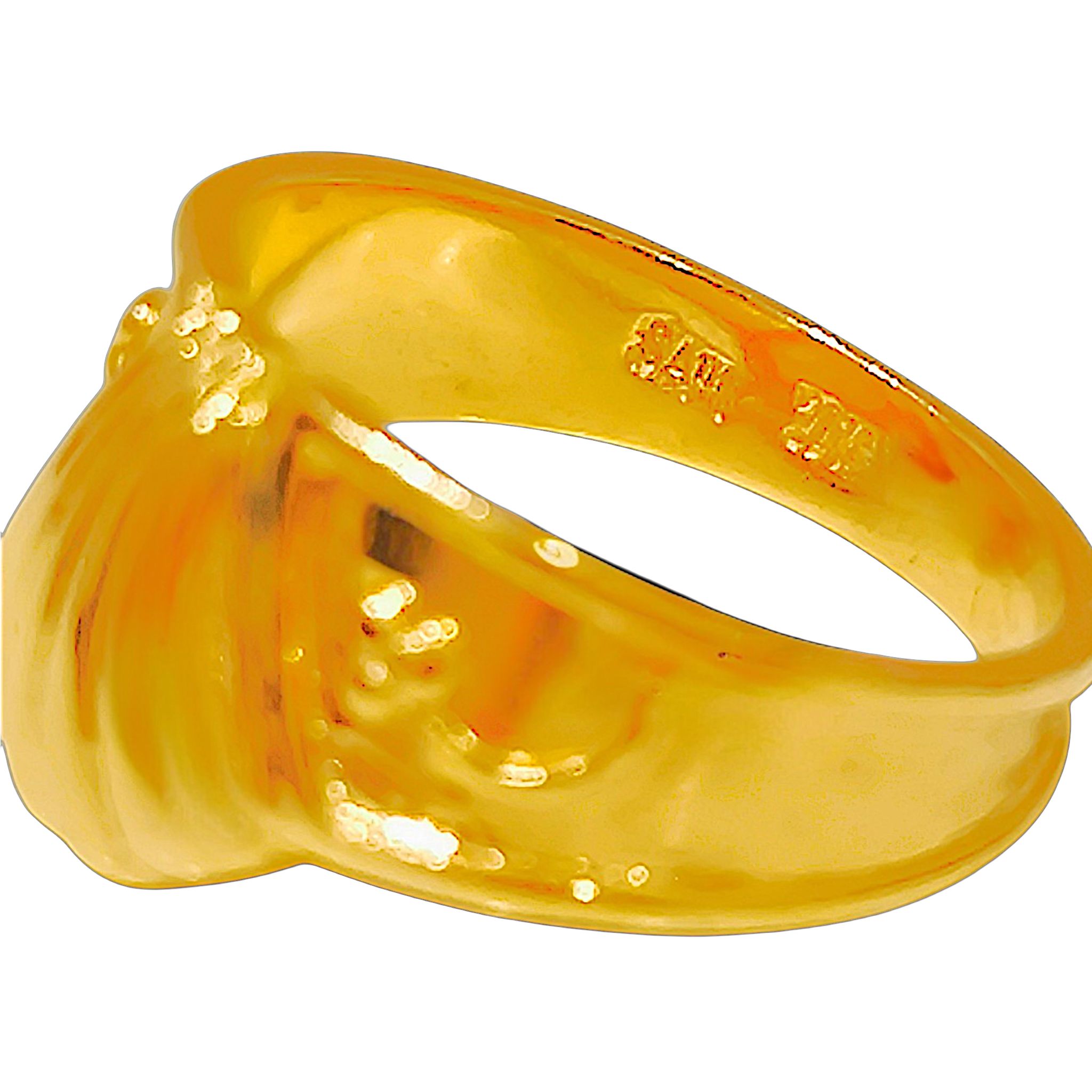 10K Yellow Gold Scallop Shell Ring  Vintage Art Deco Coastal Signet Band a