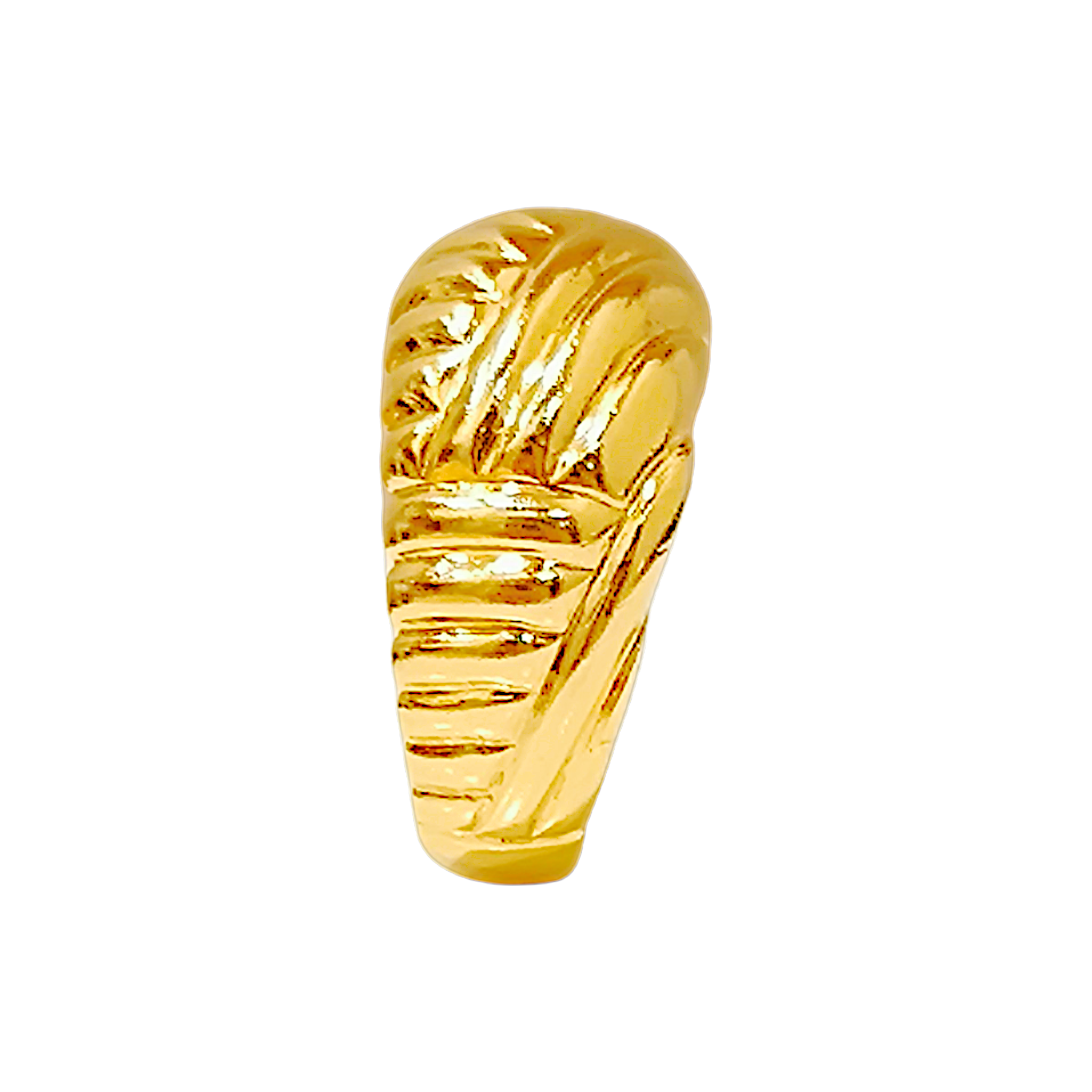 10K Yellow Gold Ribbed Chevron Ring  Sculptural Braided Dome Band (7)