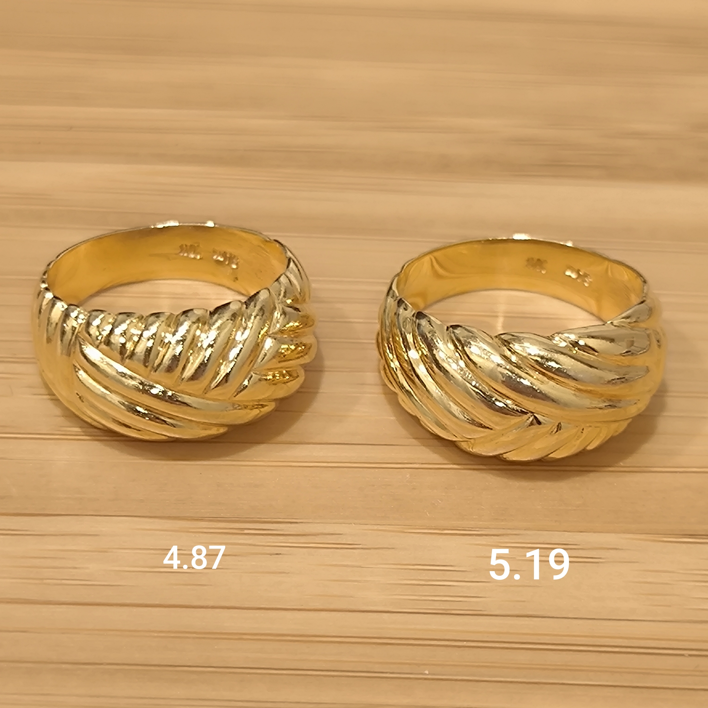 10K Yellow Gold Ribbed Chevron Ring  Sculptural Braided Dome Band (1)