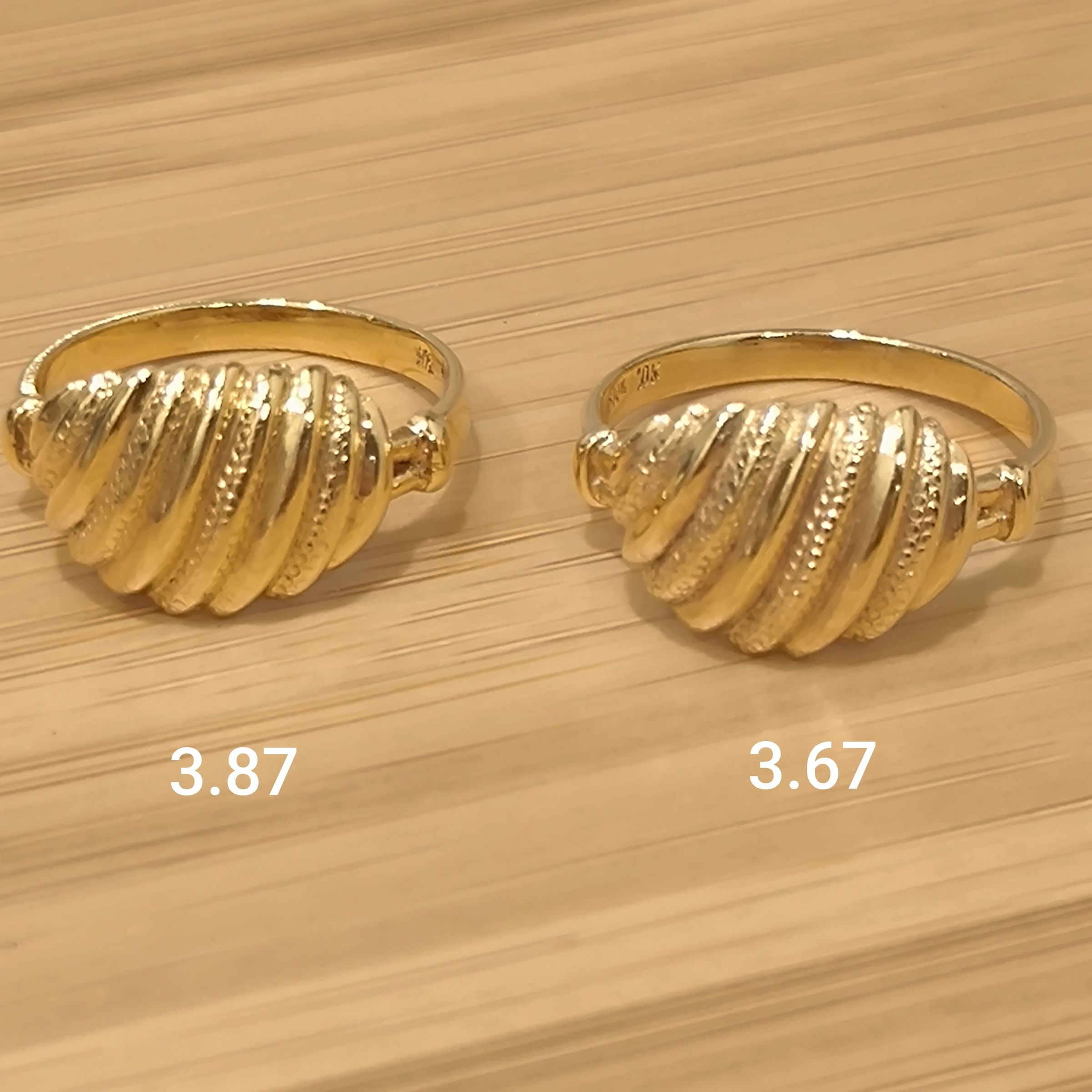 10K Yellow Gold Croissant Ring  Textured Wave Dome Band (1)