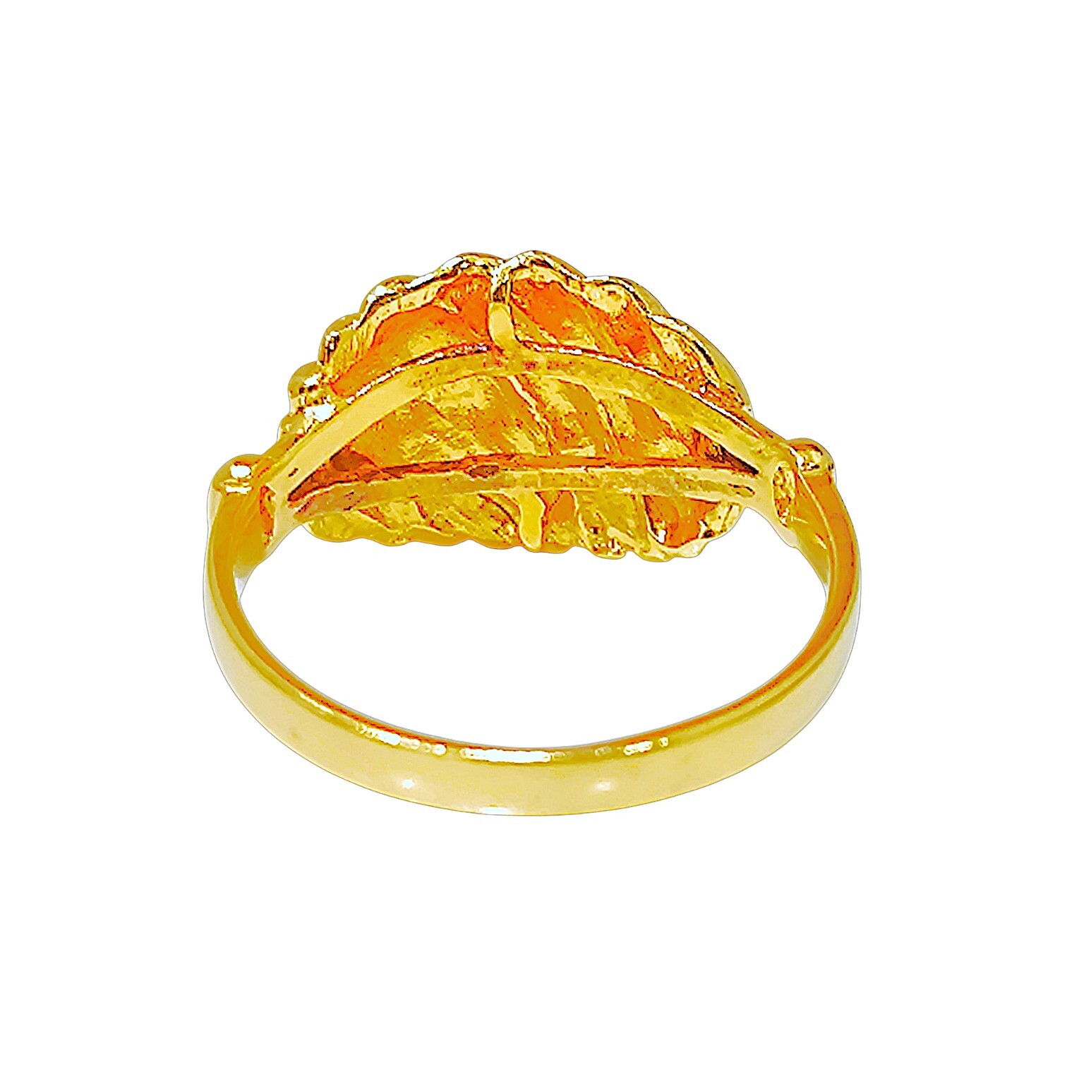 10K Yellow Gold Croissant Ring  Textured Wave Dome Band (5)