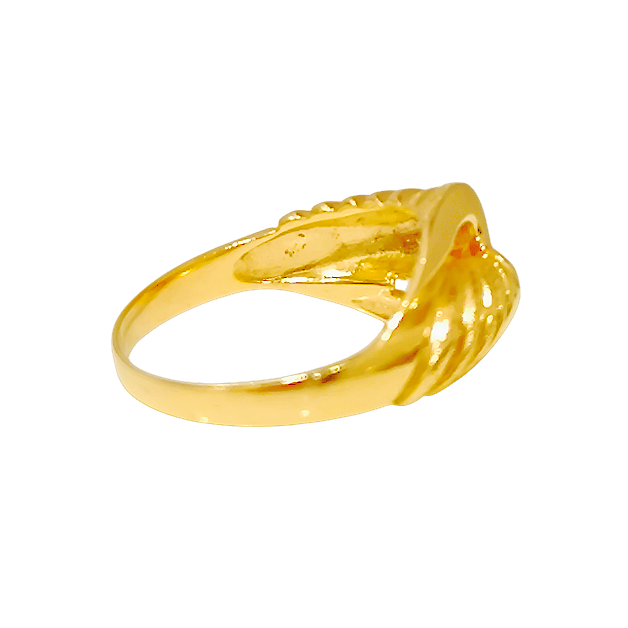 10K Yellow Gold Asymmetric Wave Ring  Textured Swirl Dome Band (10)
