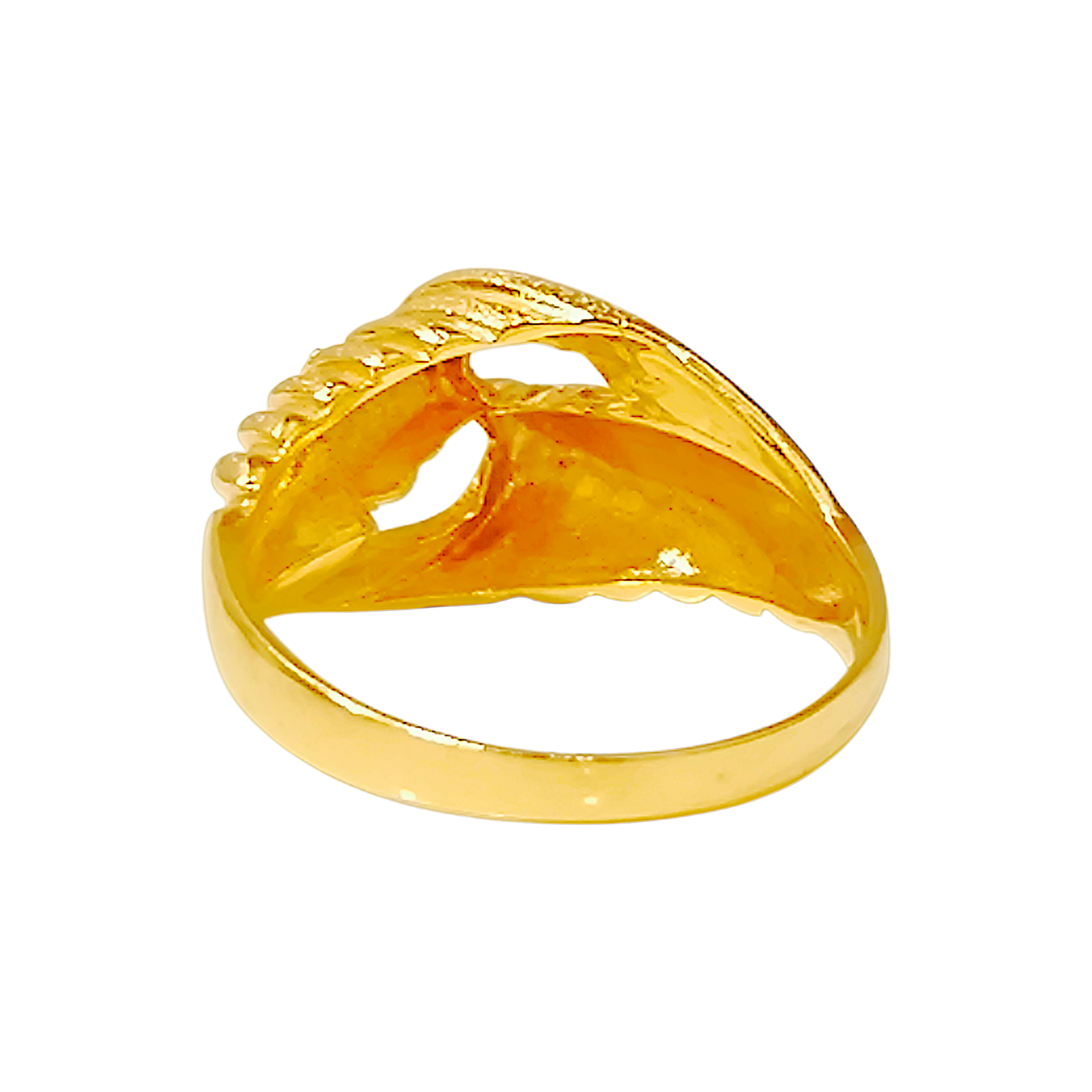 10K Yellow Gold Asymmetric Wave Ring  Textured Swirl Dome Band (9)