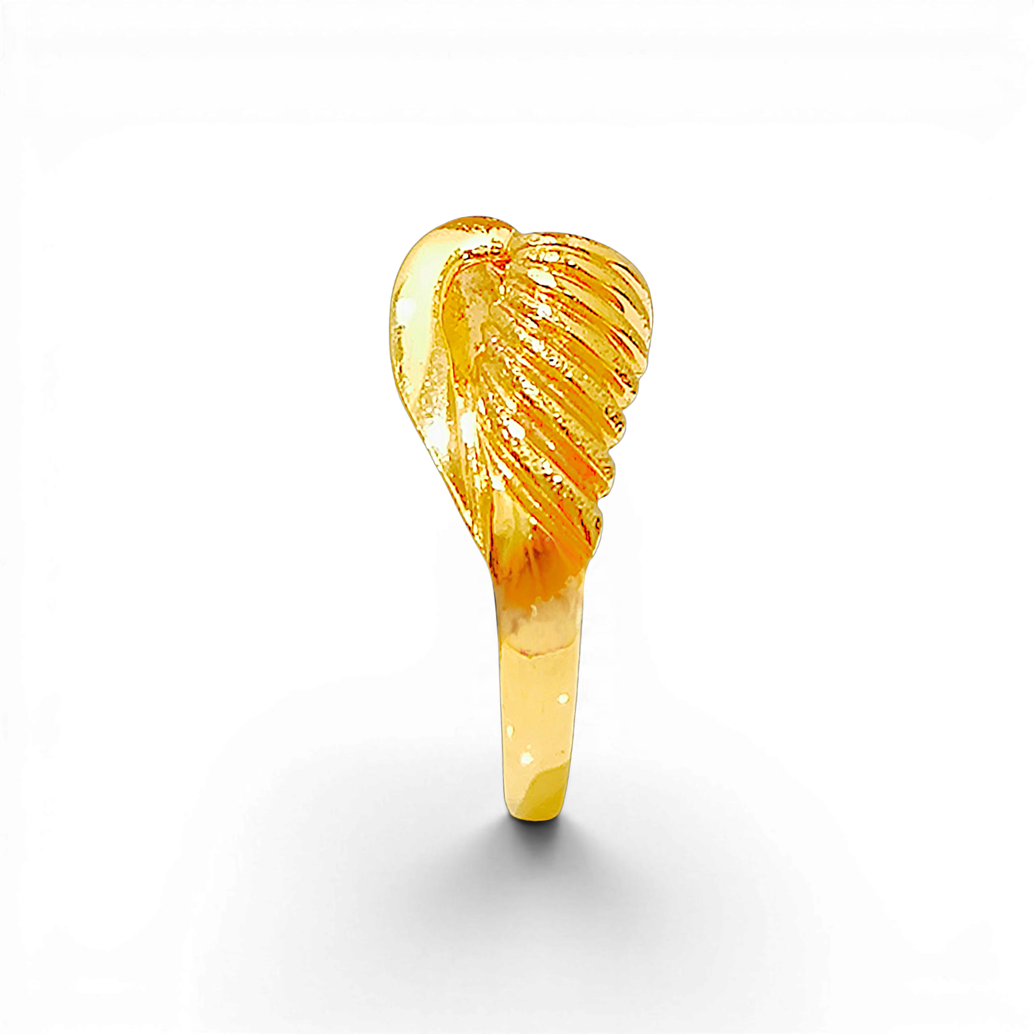 10K Yellow Gold Asymmetric Wave Ring  Textured Swirl Dome Band (11)