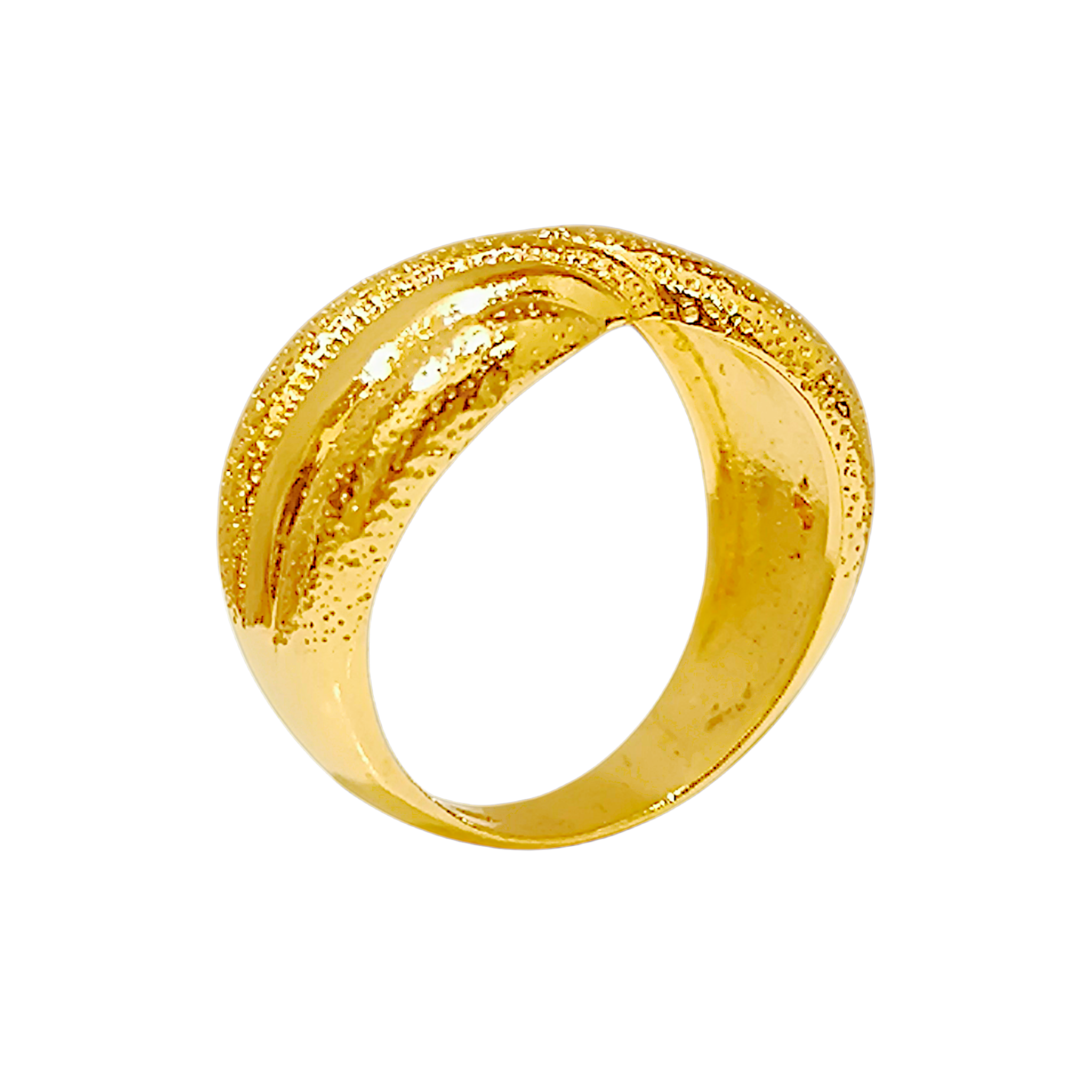 10K Yellow Gold Crossover Ring  Textured Bow Infinity Dome Band (10)