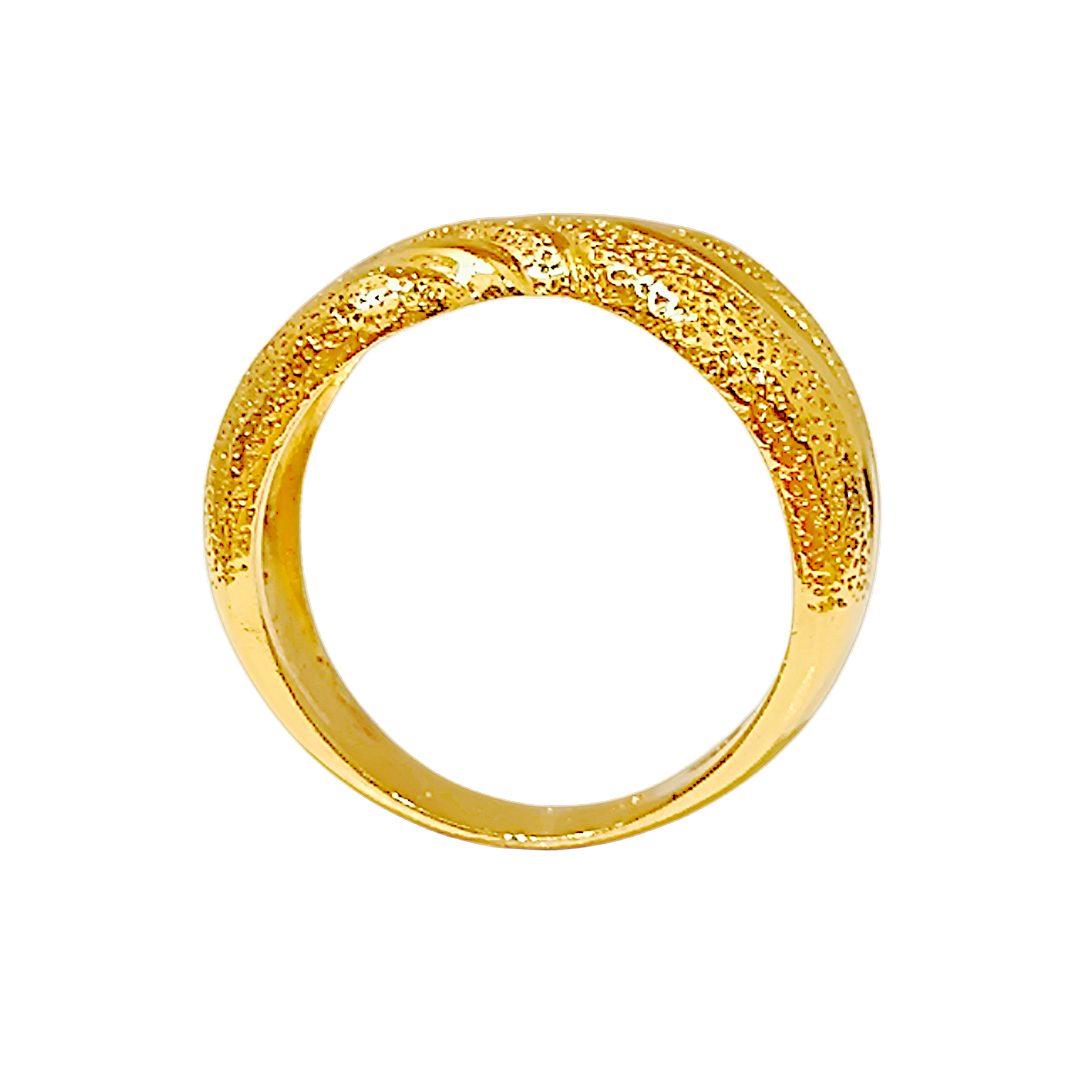 10K Yellow Gold Crossover Ring  Textured Bow Infinity Dome Band (6)