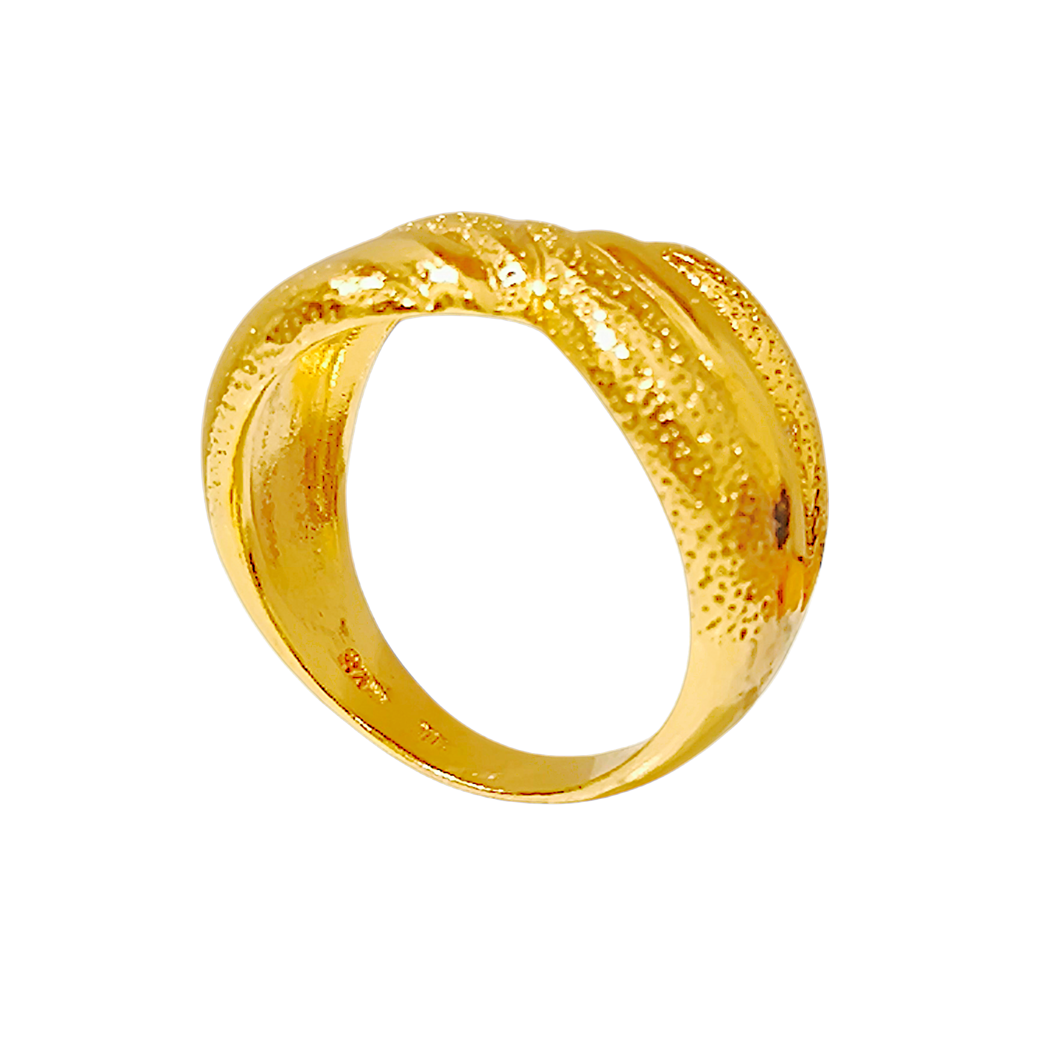10K Yellow Gold Crossover Ring  Textured Bow Infinity Dome Band (11)