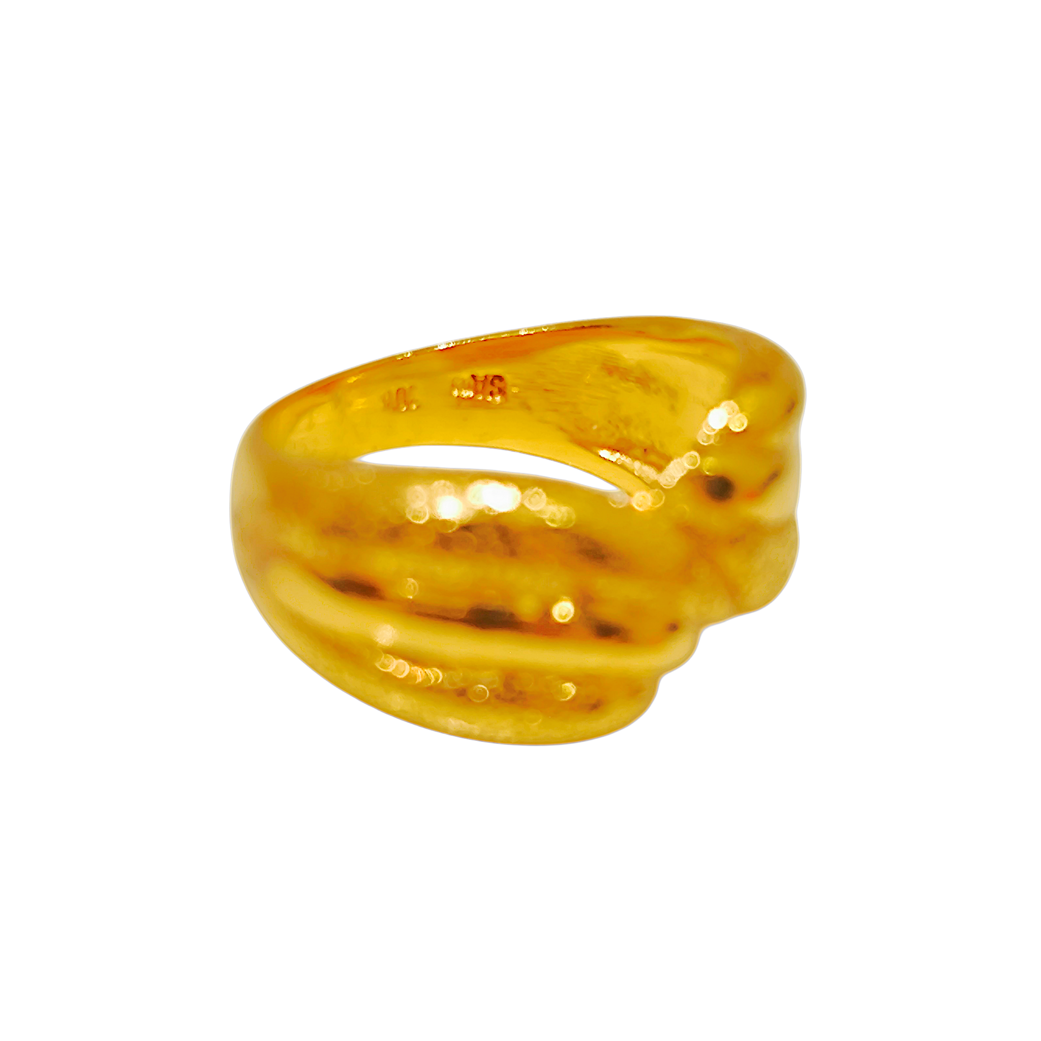 10K Yellow Gold Crossover Ring  Textured Bow Infinity Dome Band (5)