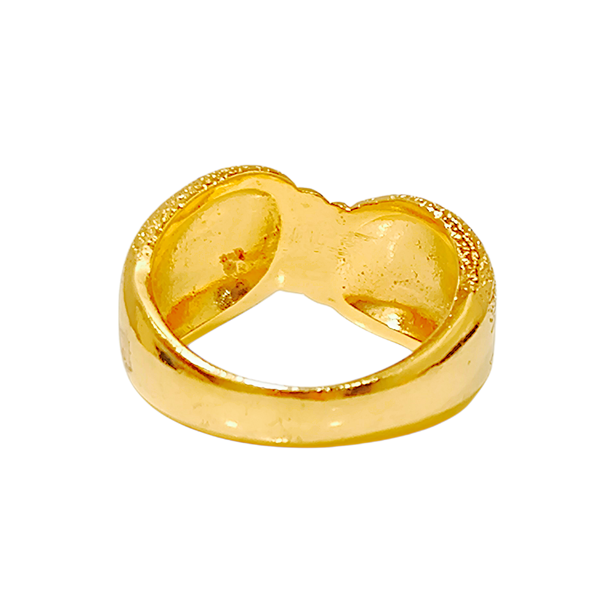 10K Yellow Gold Crossover Ring  Textured Bow Infinity Dome Band (3)