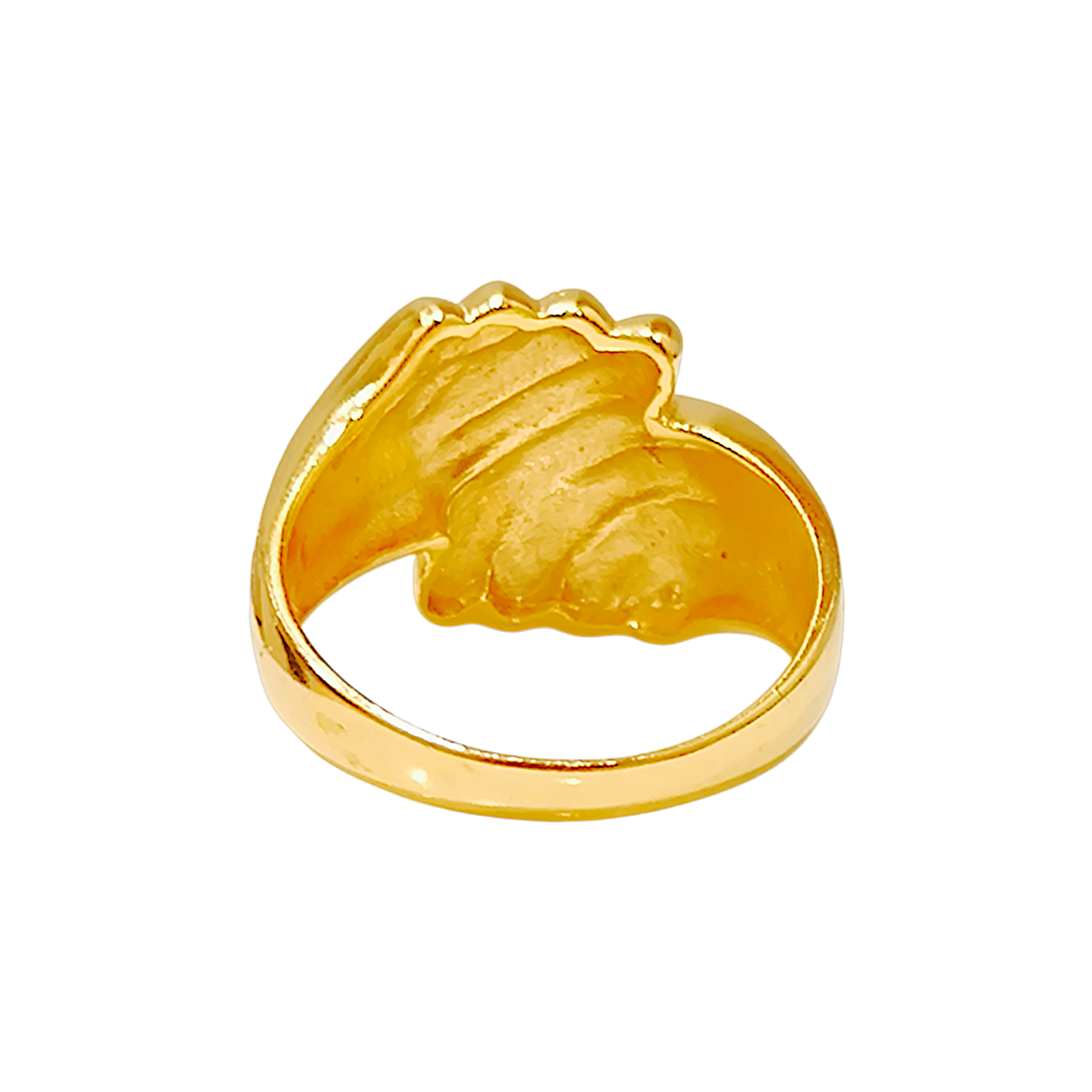 10K Yellow Gold Bypass Wave Ring  Textured Sculptural Swirl Band (2)
