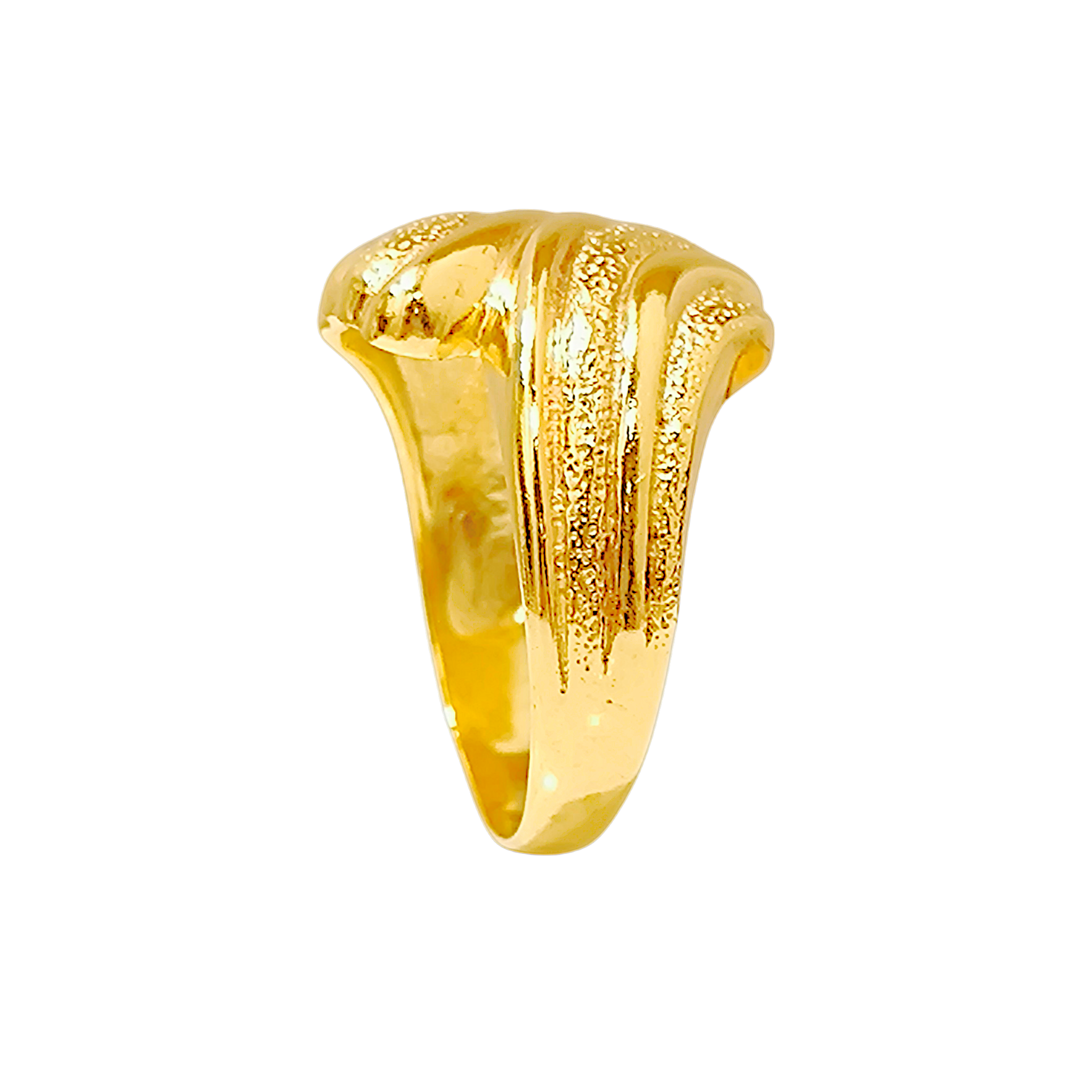 10K Yellow Gold Bypass Wave Ring  Textured Sculptural Swirl Band
