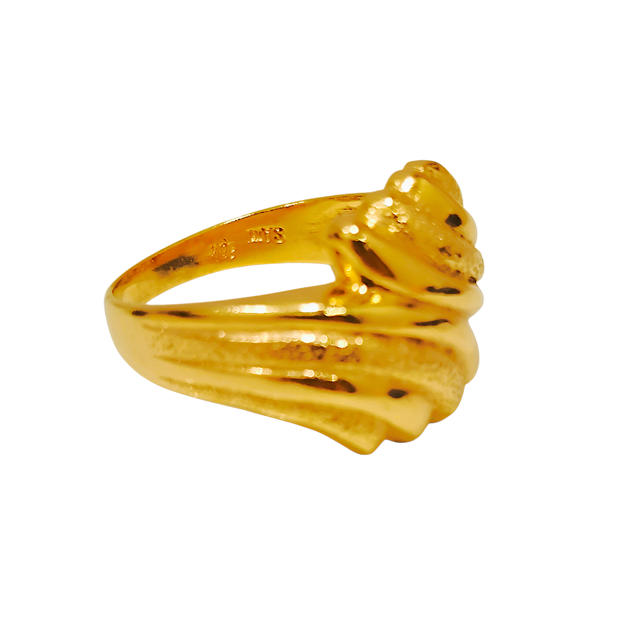 10K Yellow Gold Bypass Wave Ring  Textured Sculptural Swirl Band (3)