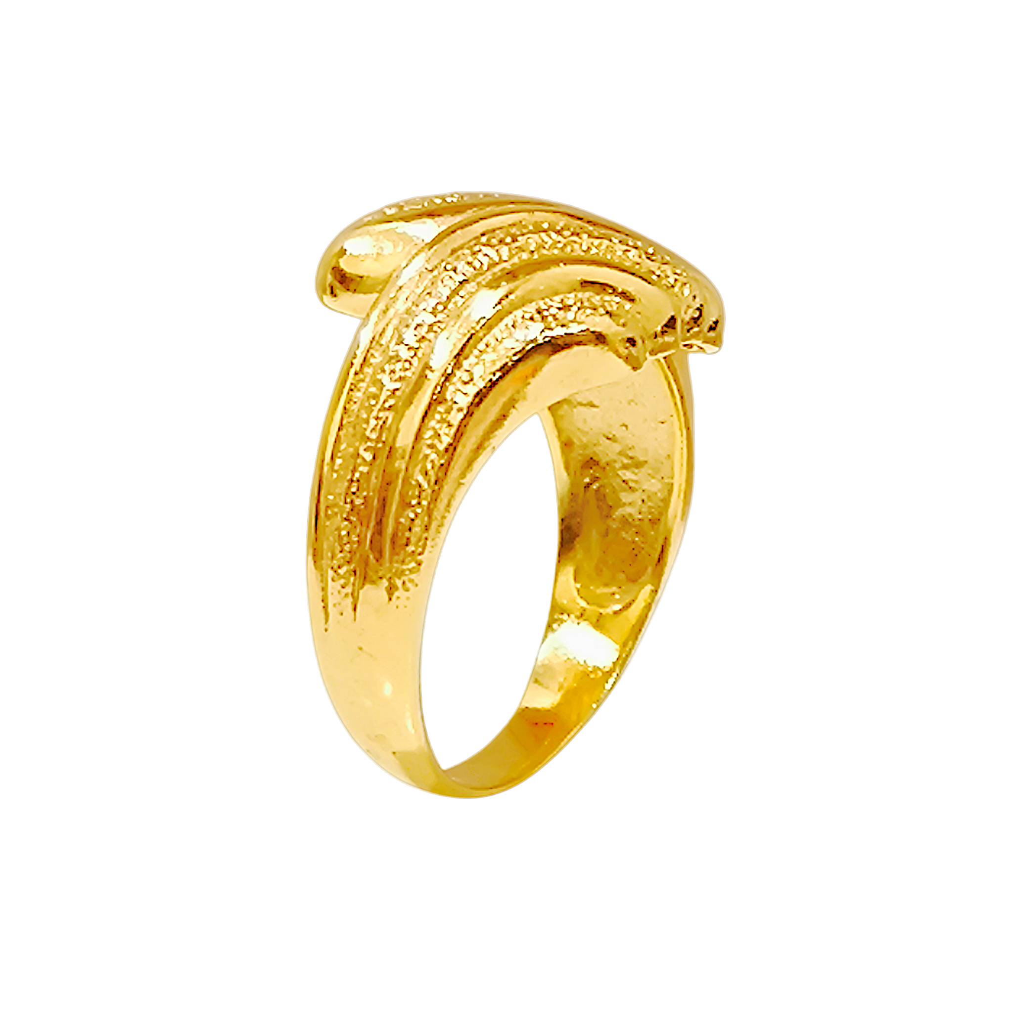 10K Yellow Gold Bypass Wave Ring  Textured Sculptural Swirl Band (8)