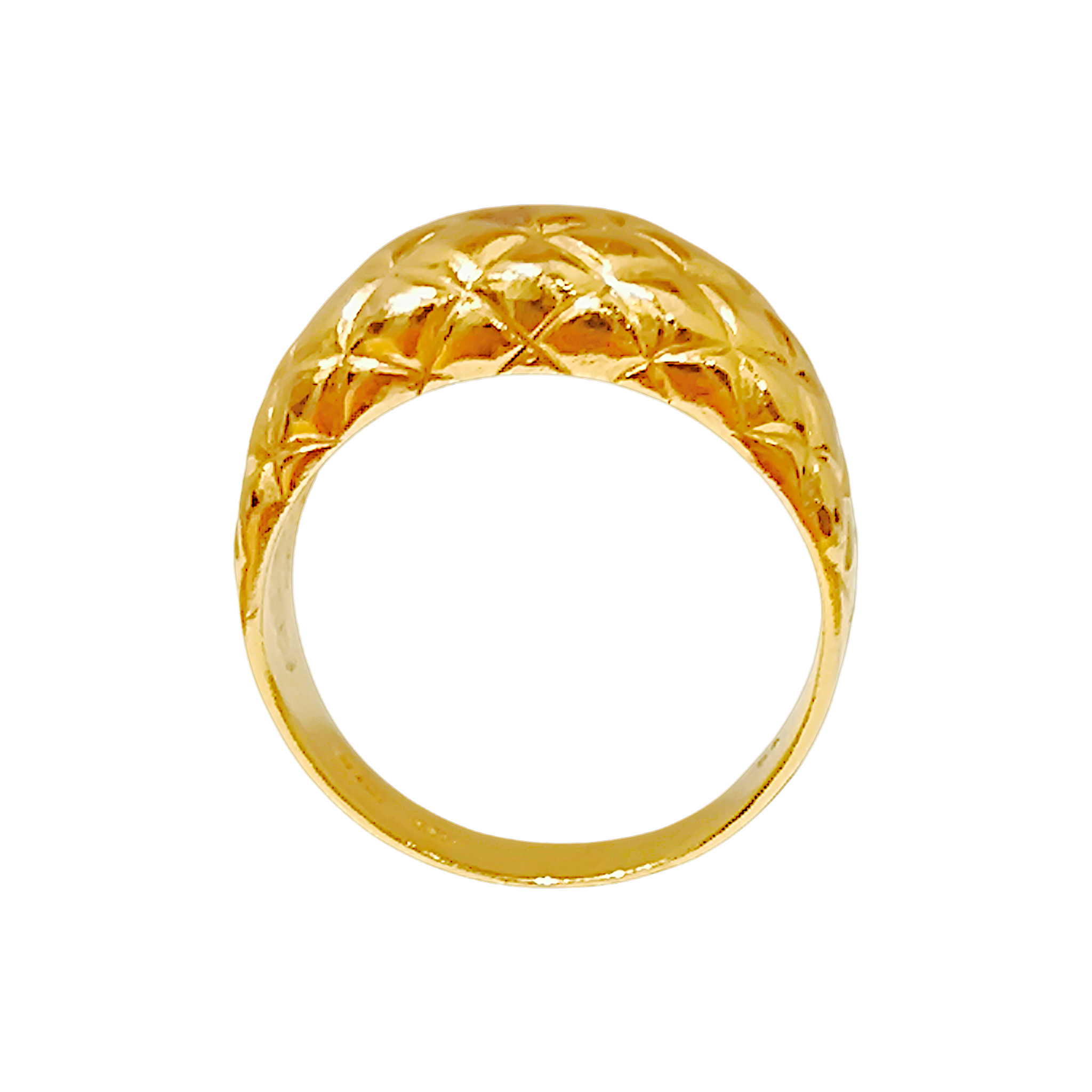 10K Yellow Gold Quilted Ring  Diamond Lattice Matelassé Dome Band (4)