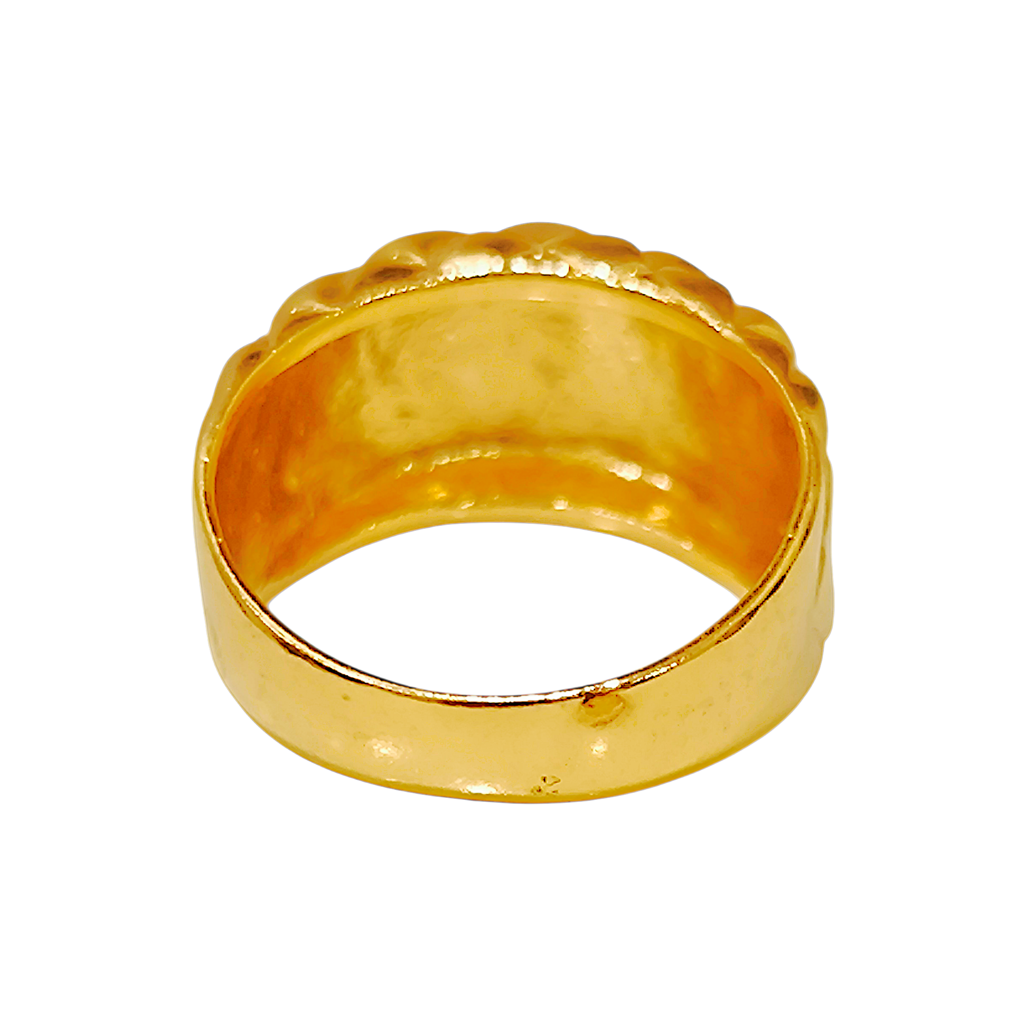 10K Yellow Gold Quilted Ring  Diamond Lattice Matelassé Dome Band (3)