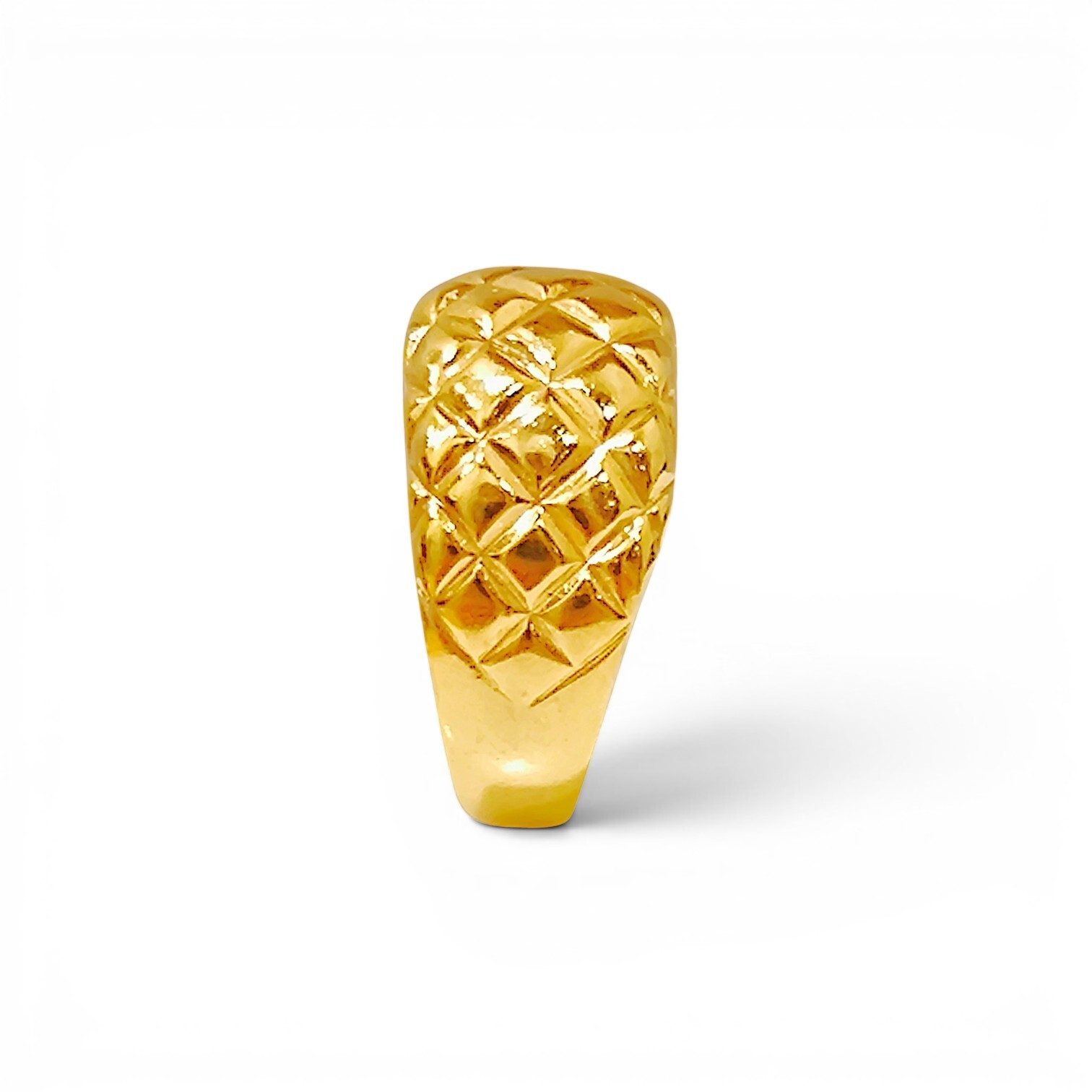 10K Yellow Gold Quilted Ring  Diamond Lattice Matelassé Dome Band (6)
