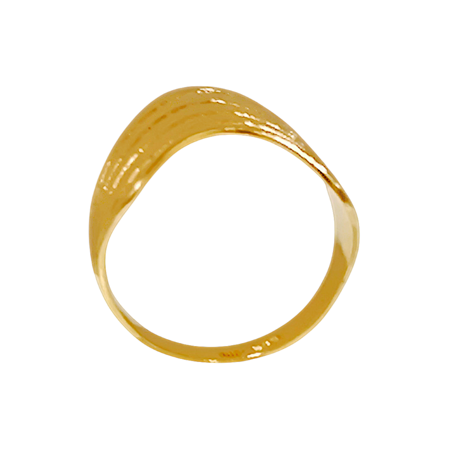 10K Yellow Gold Tiered Wave Ring  Architectural Diamond-Cut Signet Band (5)