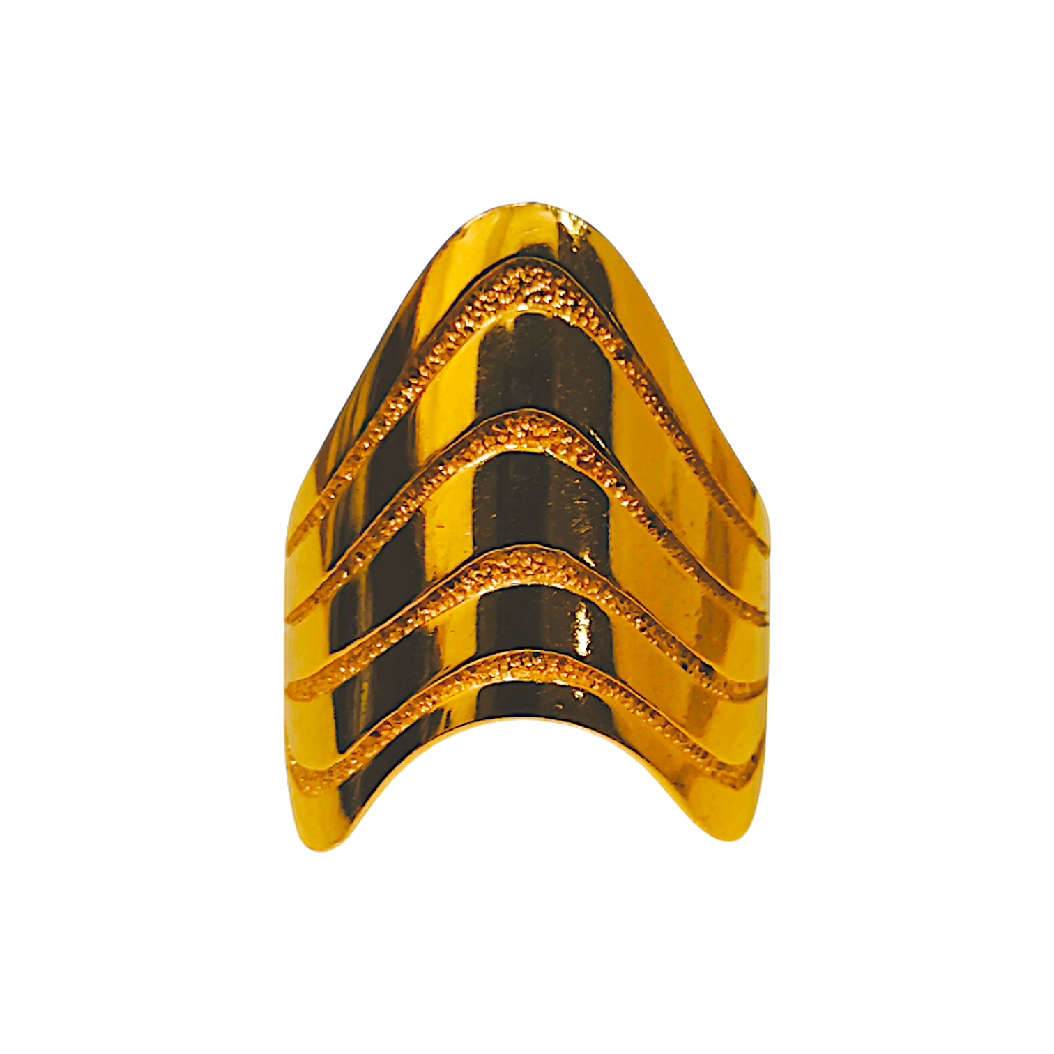 10K Yellow Gold Tiered Wave Ring  Architectural Diamond-Cut Signet Band (6)