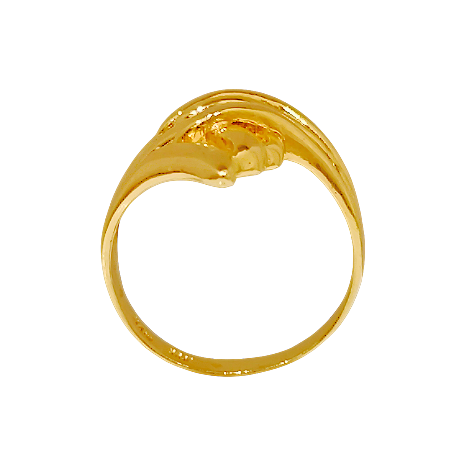 10K Yellow Gold Sculptural Openwork Wave Ring  Fluid Ribbed Statement Band (2)