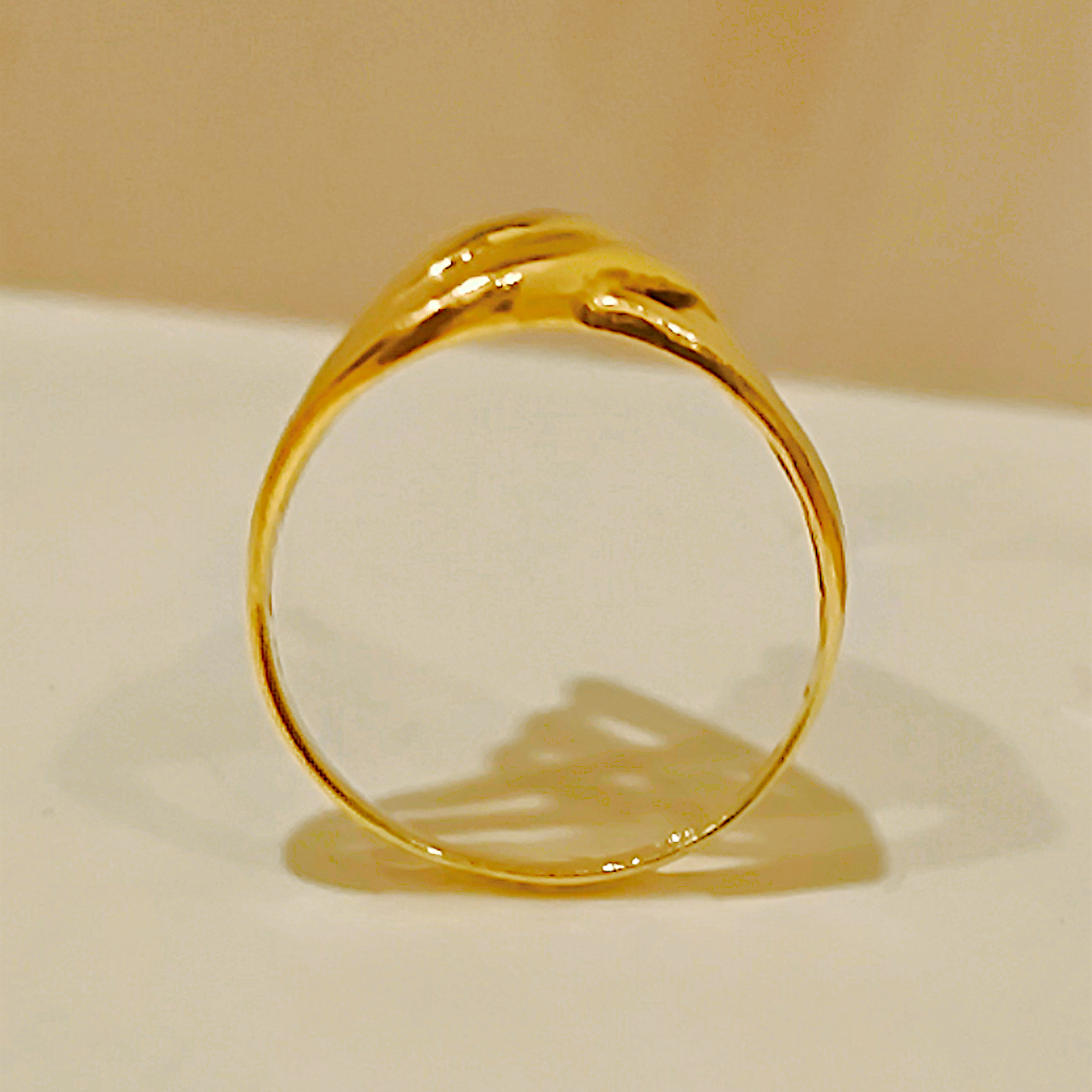 10K Yellow Gold Sculptural Openwork Wave Ring  Fluid Ribbed Statement Band (4)