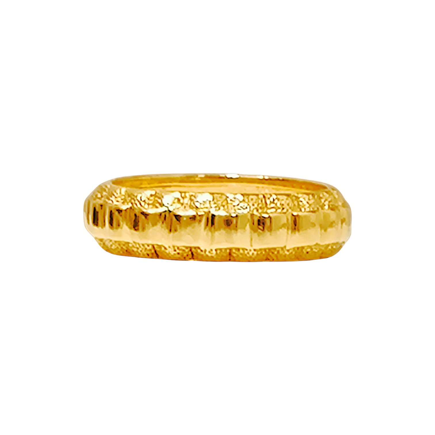 10K Yellow Gold Fluted Band Ring 3.24g  Textured Beveled Edge Band - 12338