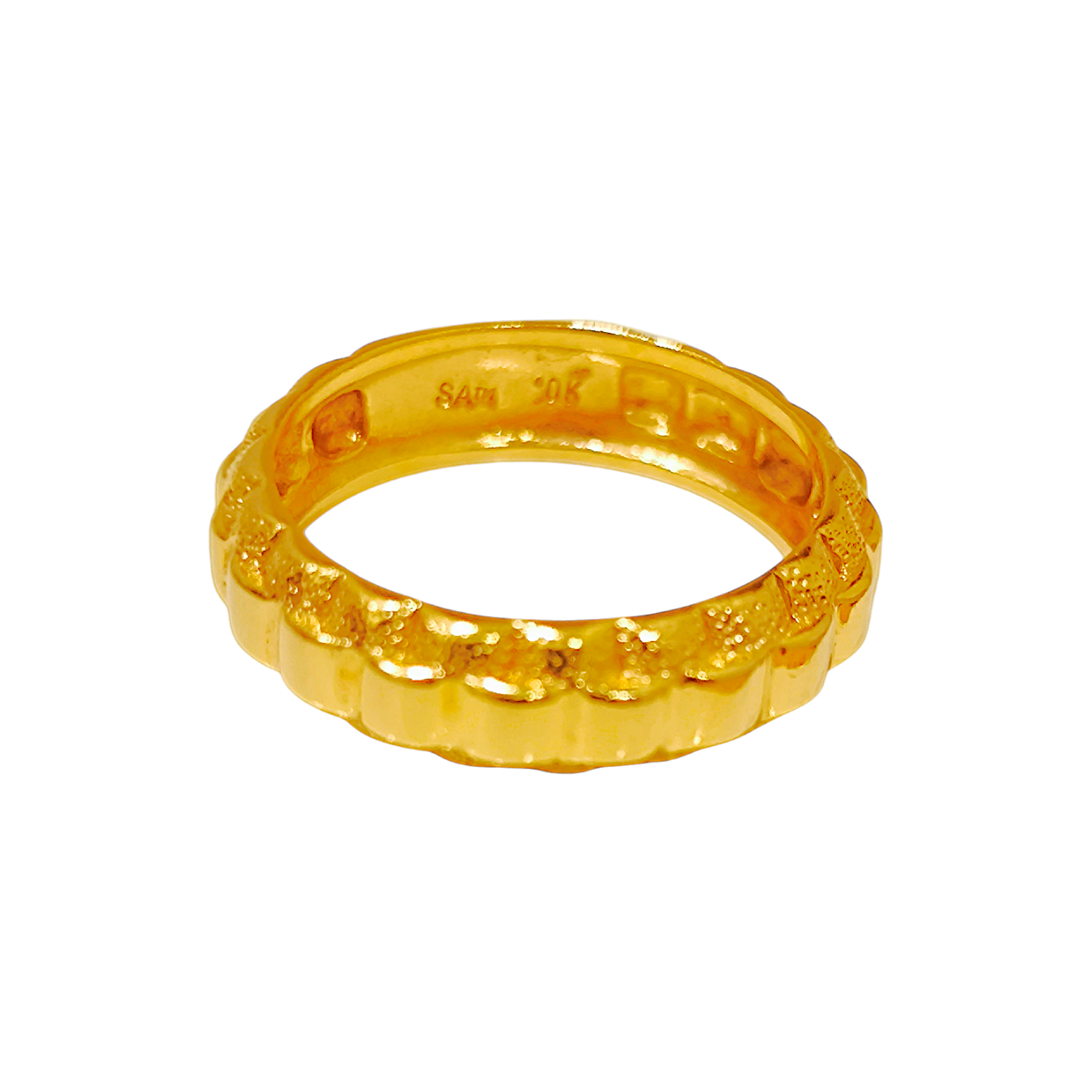 10K Yellow Gold Fluted Band Ring 3.24g  Textured Beveled Edge Band - 12338 (2)