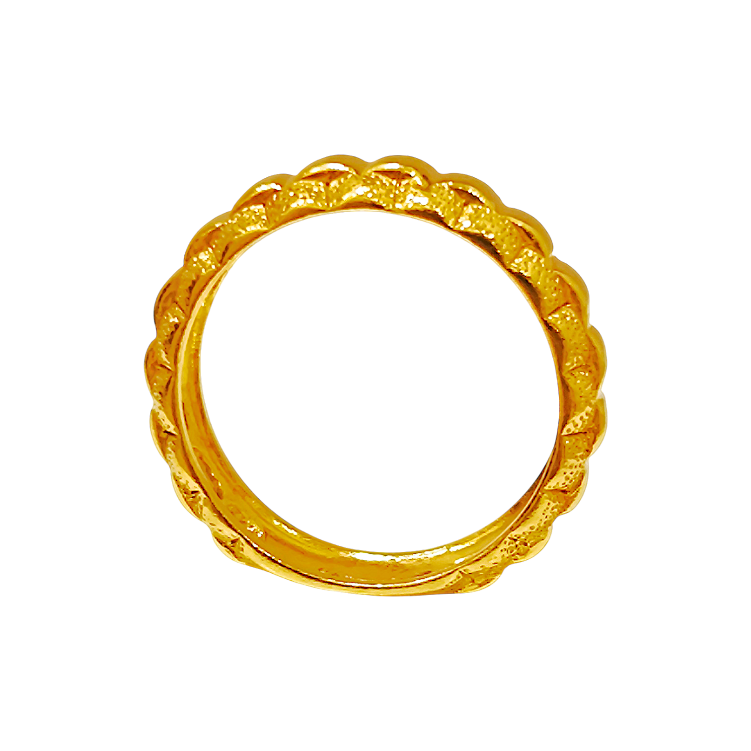 10K Yellow Gold Fluted Band Ring 3.24g  Textured Beveled Edge Band (4)